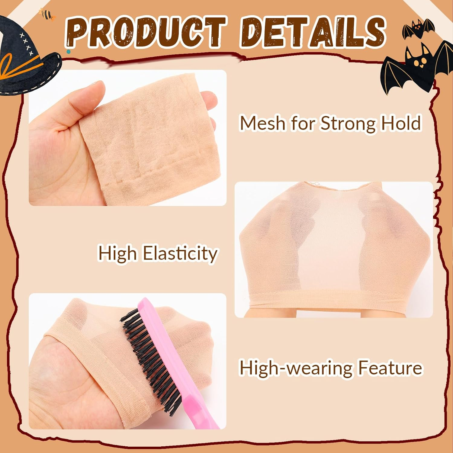 JOLYEAK 2 Pcs Bald Caps Latex Bald Cap with Nylon Wig Caps Makeup Costume Accessories Adult Cosplay Party Supplies image number 4