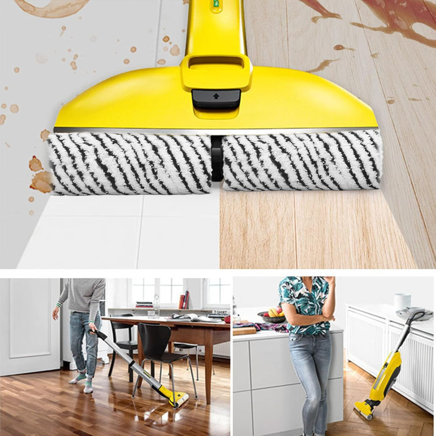 Replacement Brush Roller, Microfiber Smooth Rotating Floor Sweeping Roller Easy to Use for Karcher FC3 FC3D FC5 FC5D FC7 (Black) image number 5