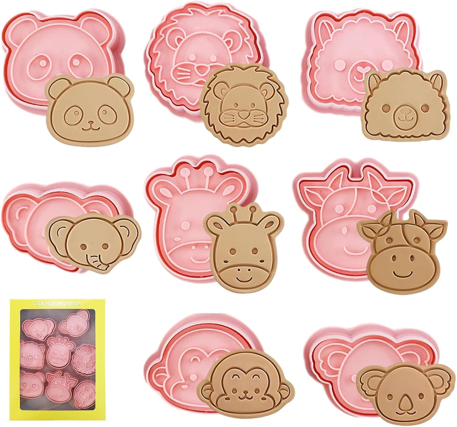 8PCS Cartoon Animal Cookie Cutters Set, Animal Plastic Cookie Stamps, Cute 3D Baking Molds for Biscuit, Fondant, Cheese, Chocolate,Diy Bakings Cake Fondant Pastry Baking Supplies image number 5
