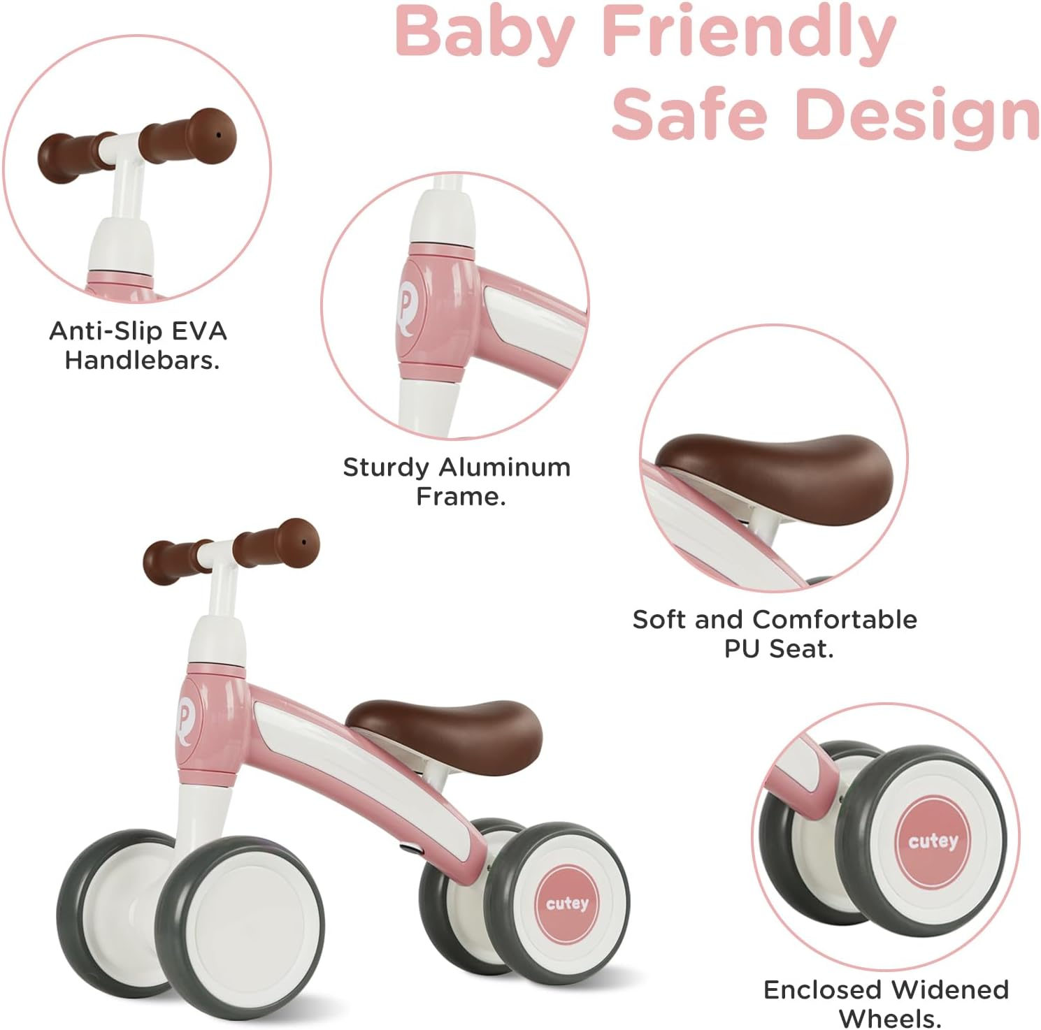 Baby Walker Balance Bike Ages 10-36 Month Kids' Balance Bikes for 1 Year Old Boys & Girls Pre-School First Bike with 4 Wheels No Pedal Riding Toddler Toys 2 Year Old Birthday Gifts - Green image number 2