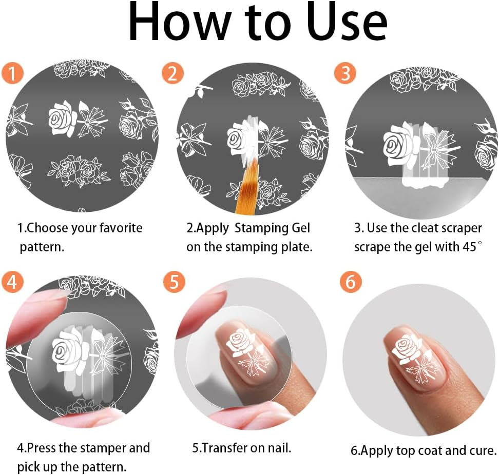 PH Pandahall 3Pcs Rose Flower Nail Stamping Plates Bow Bouquet Nails Art Stencils Plants Manicure Art Templates Vintage Floral Print Nail Stencils for Women Manicures Salon Design DIY Tools Supplies image number 3