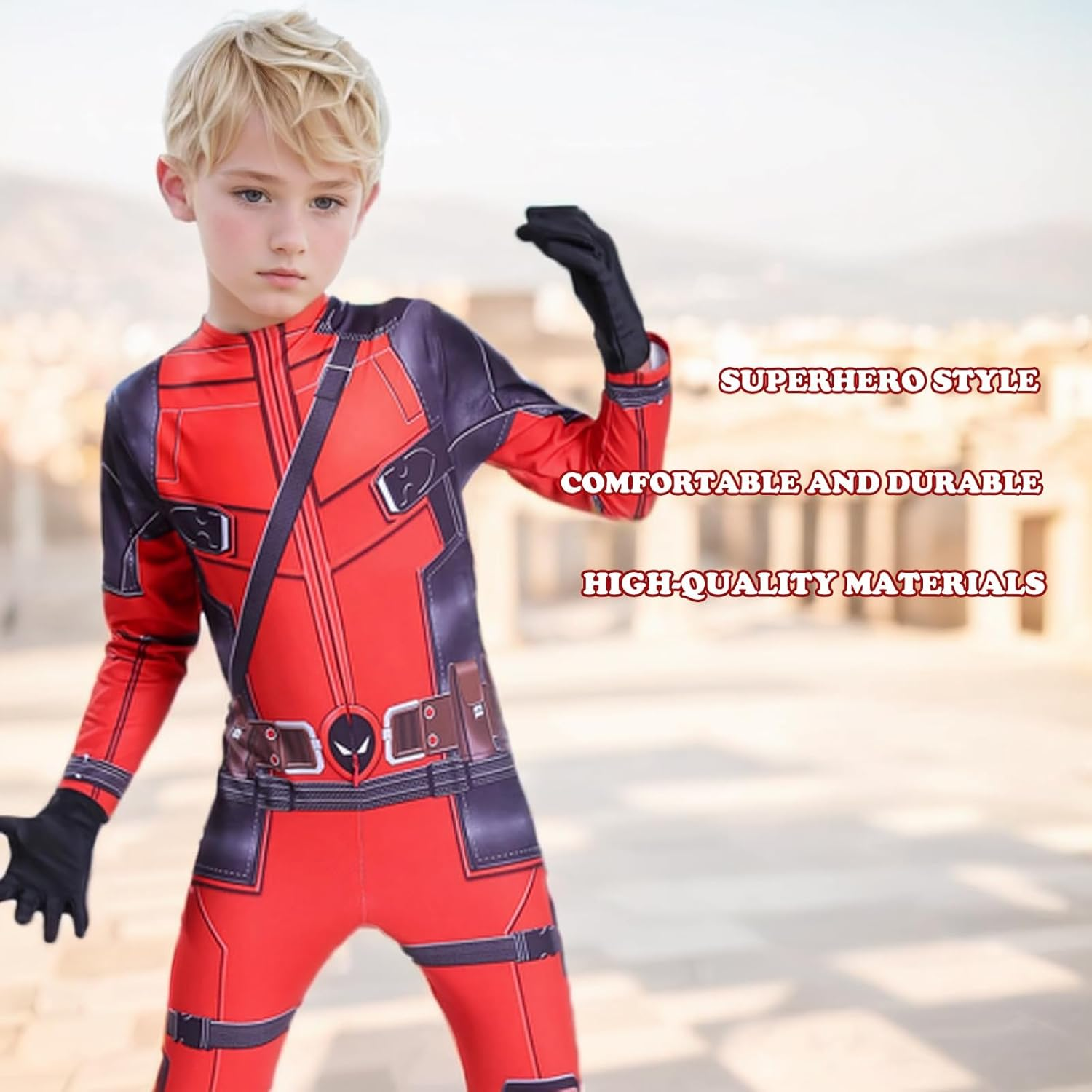 Cosplay Costume Spandex Hooded Jumpsuit Halloween Superhero Costume with Removable Fabric Mask image number 7