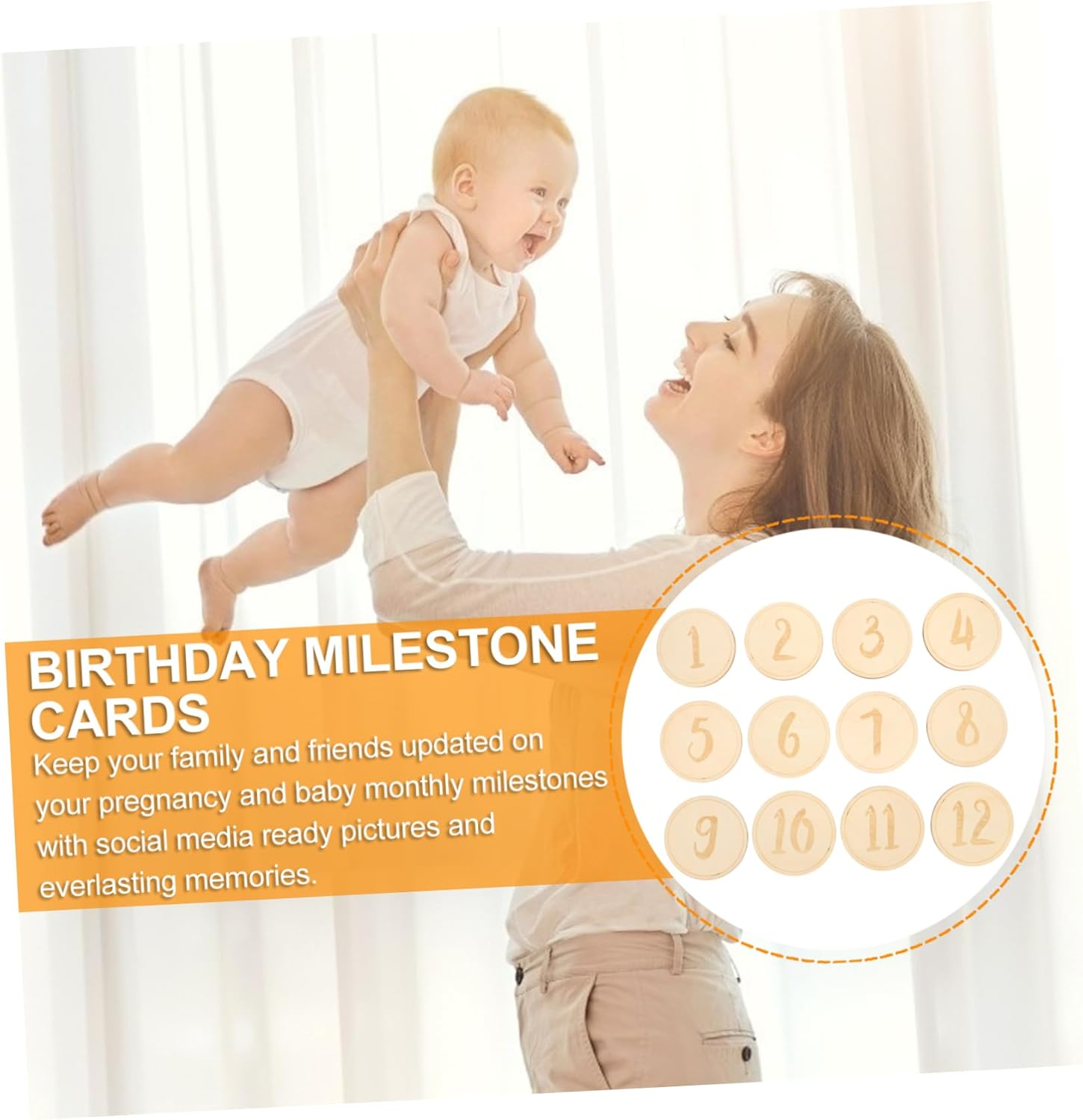 SHOWERORO 12Pcs Milestone Cards Memory Photo Cards for Newborn Photography Celebrate Monthly Growth Milestones for Pregnancy Announcements