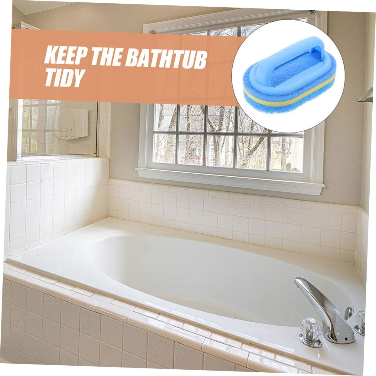 LAPYAPPE 3Pcs Handheld Cleaning Sponge Brushes with Comfortable Handles Multi-Use Kitchen and Bathroom Scrubbers for Tile Ceramic Bathtub and Countertops Cleaning