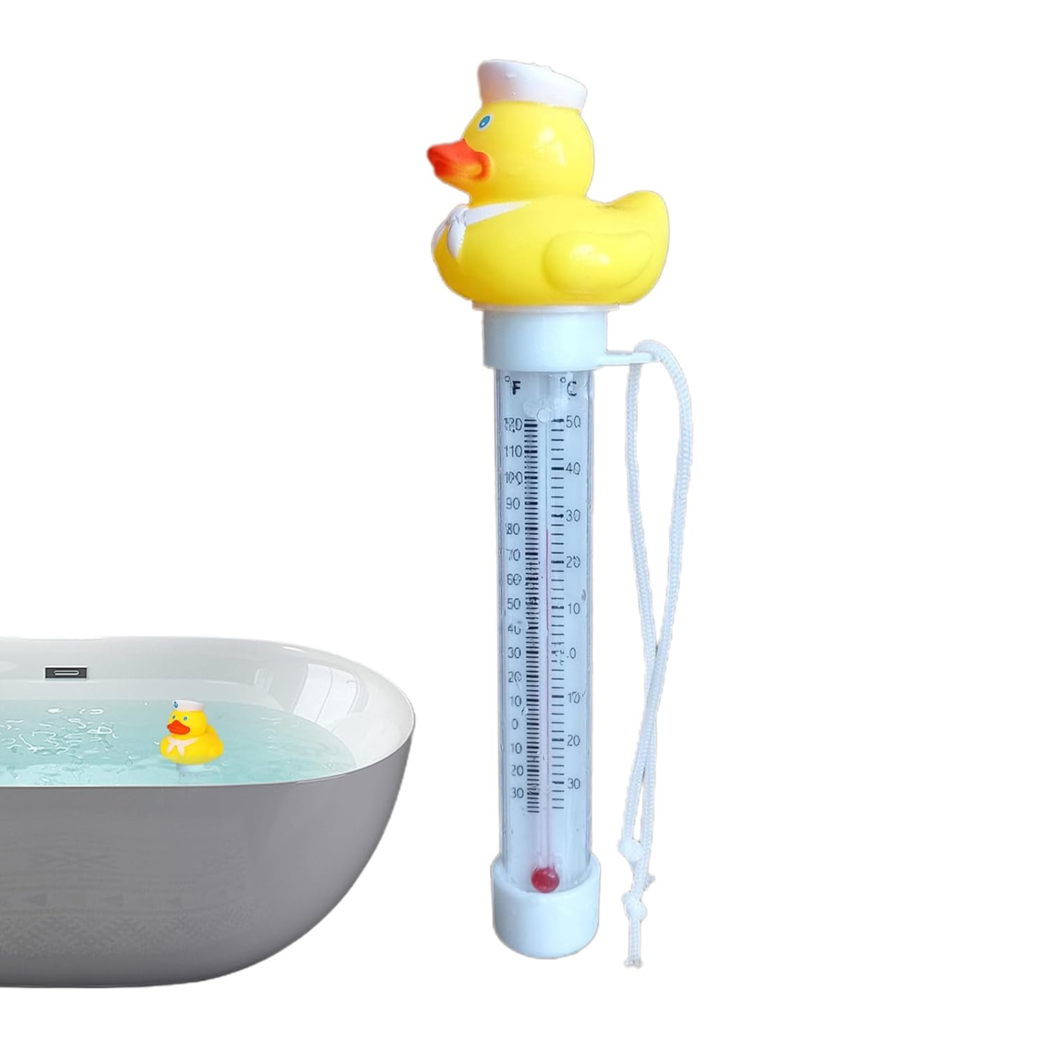Pool Thermometer Floating Duck,Easy Read Swimming Pool Thermometer with String, Cute Duck Pools Temperature Gauge, Water Temperature Thermometers, for Ice Bath, Cold Plunge, Spa, Pond, Hot Tub, Bath - Navy Duck image number 2