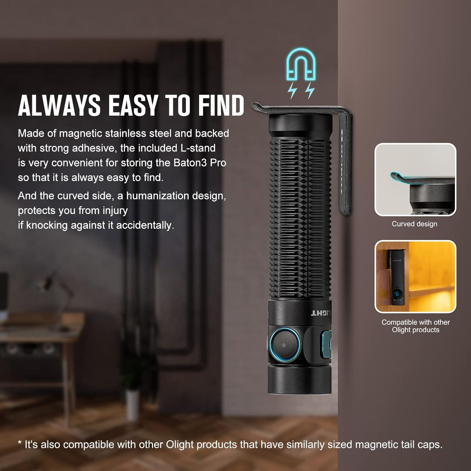 OLIGHT Baton3 Pro Maximum 1500 Lumens Rechargeable Handheld Pocket Led Waterproof Flashlight for Camping(Black, Cool White Light: 4000~5000K)