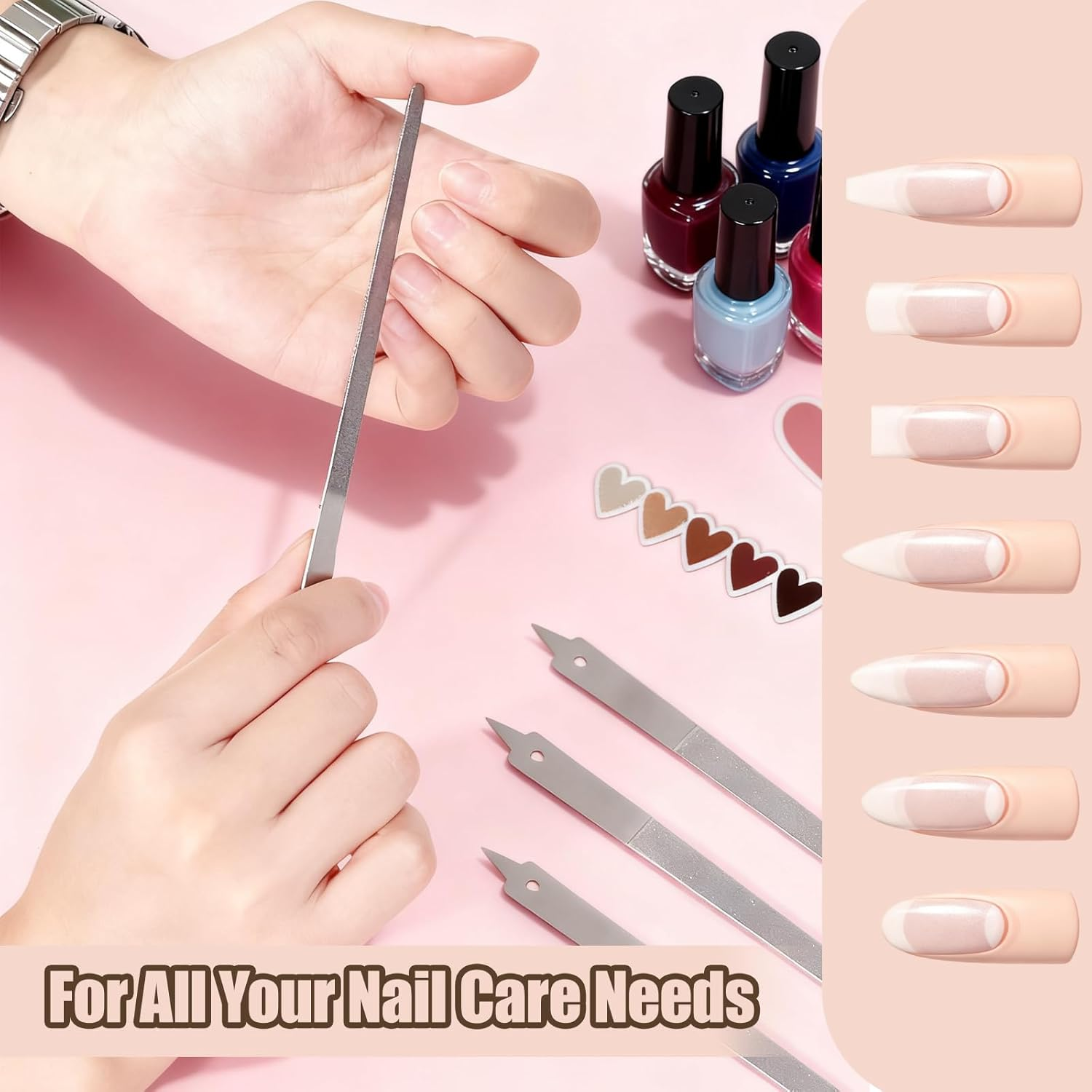 4 Pack Diamond Deb Nail File - Double Sided Stainless Steel Metal Nail Filer for Natural Nails - Professional Manicure Pedicure Tool with Sharp Tip for Women Men (6 Inch) image number 5