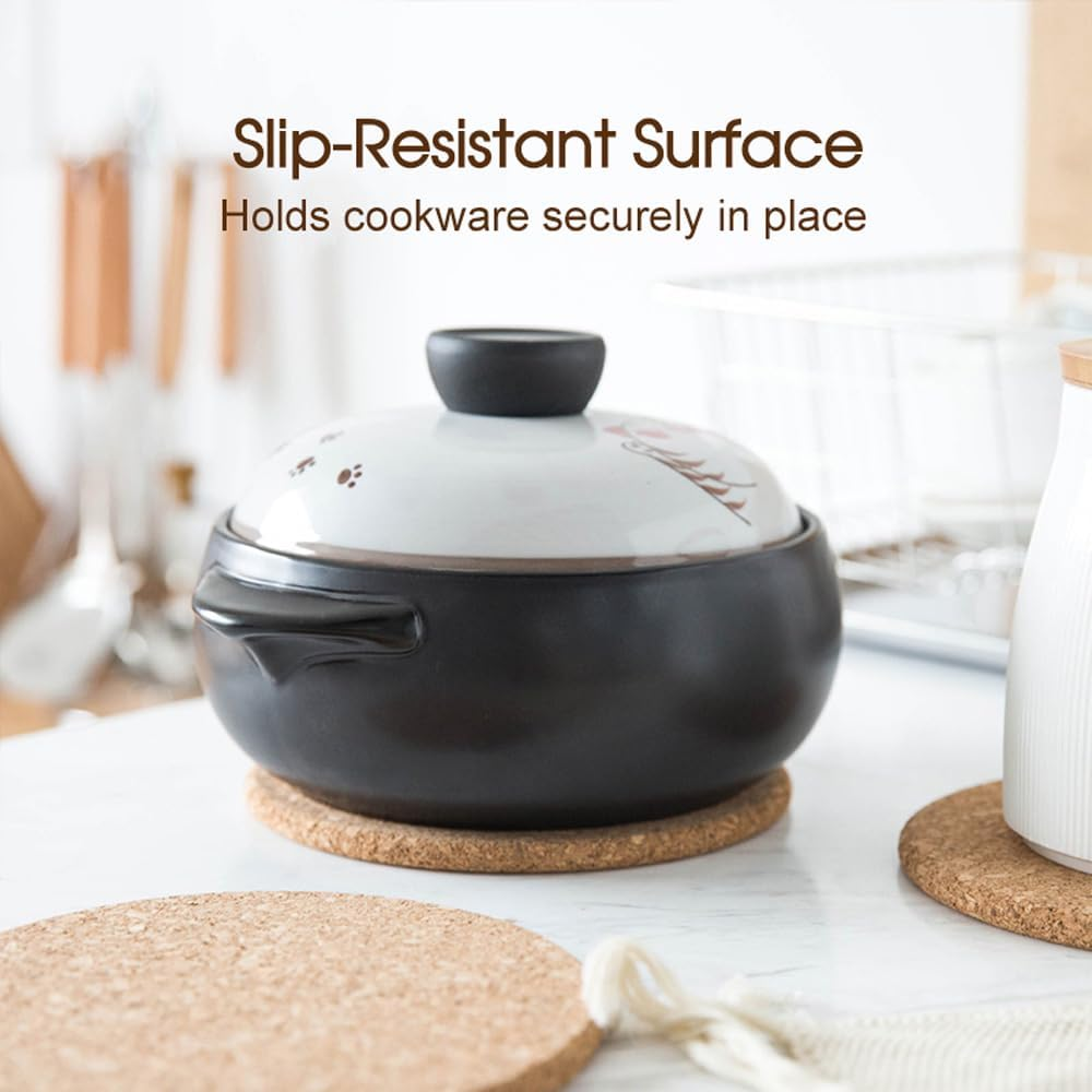 Tootoo 2/4/6PCS Natural Cork Trivets - 18CM round Heat Resistant Hot Pad Set for Kitchen Countertops, Dining Tables - Non-Slip, Eco-Friendly Pot Holders & Hot Plate Mats (6) image number 4