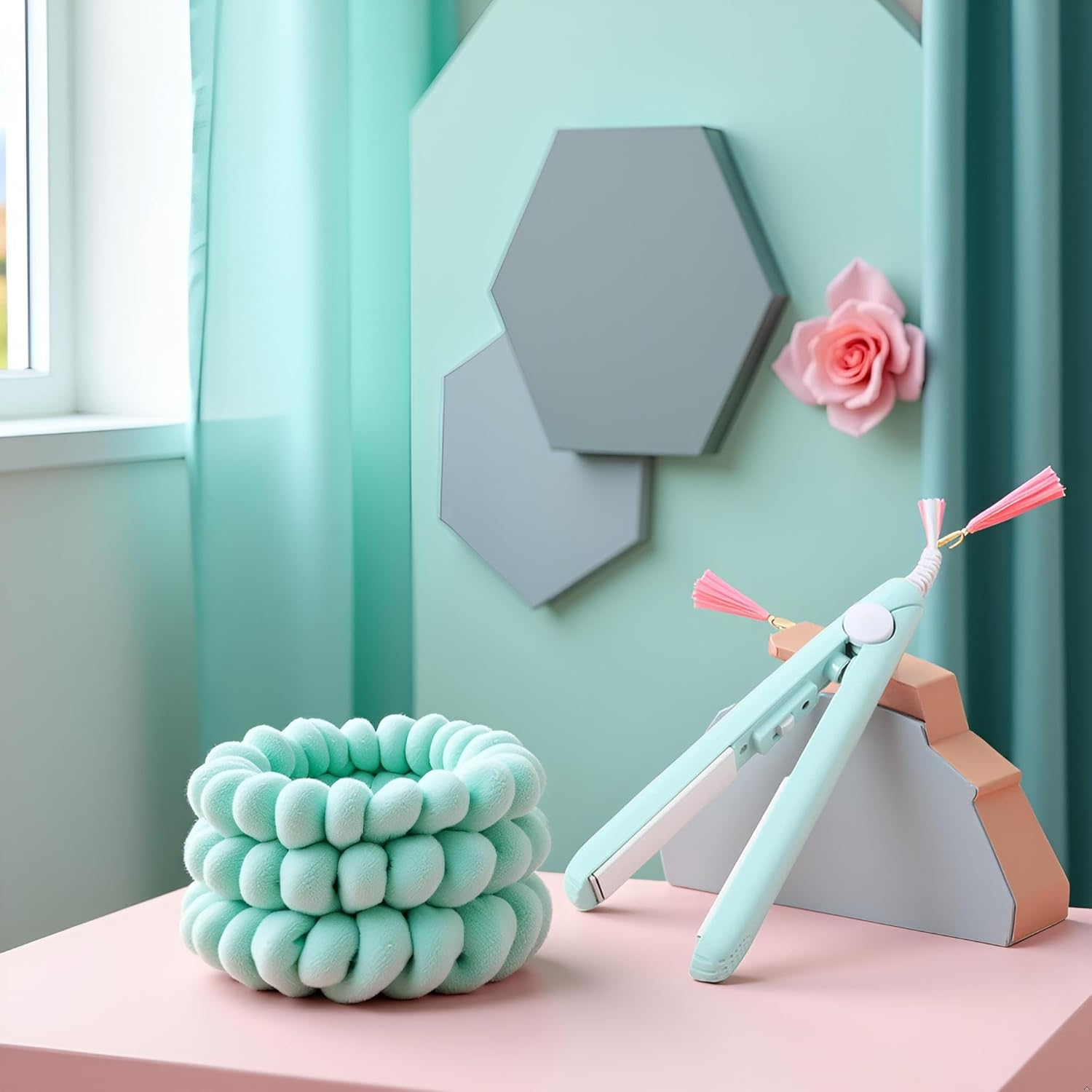 Blue Mini Hair Curler, Ceramic Mini Hair Curler for Short Hair Fine Hair, 2 in 1 Mini Ceramic Curler, Hair Straightener, Mini Curling Iron Barrel Short Hair, Hair Styling Tools Irons image number 4