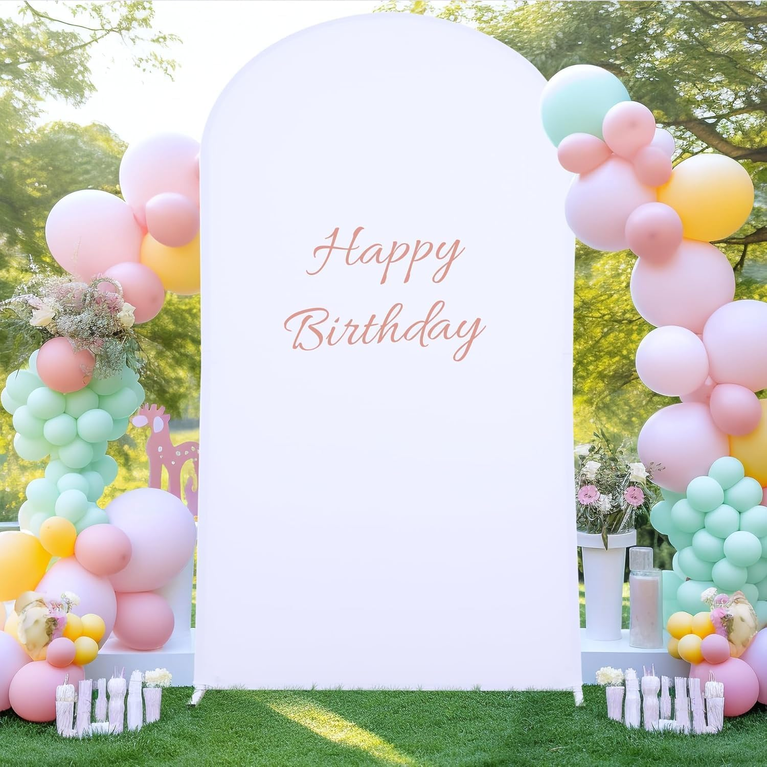 6.6FT Wedding Arch Cover，White Arch Backdrop Cover Stretchy Spandex Backdrop Stand Covers for Birthday Party Ceremony Banquet Decor(79.2" L X 39.6" W)