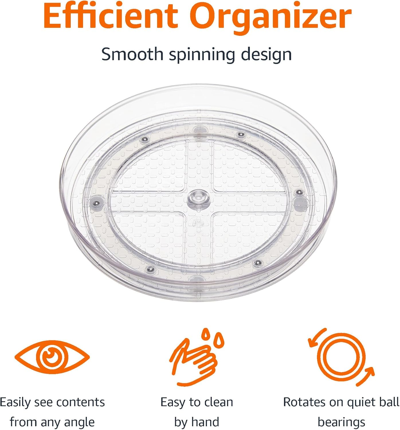 Amazon Basics Clear Lazy Susan Turntable Organizer, 30.48 Cm, 2-Pack image number 1