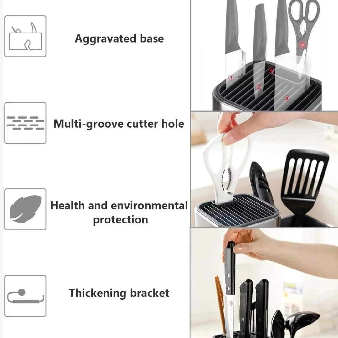 SMART PEPPER Knife Block Holder, Universal Knife Block without Knives, Space Saving Knife Storage and Protect Blades, Unique Modern Design with Scissor Slot image number 5