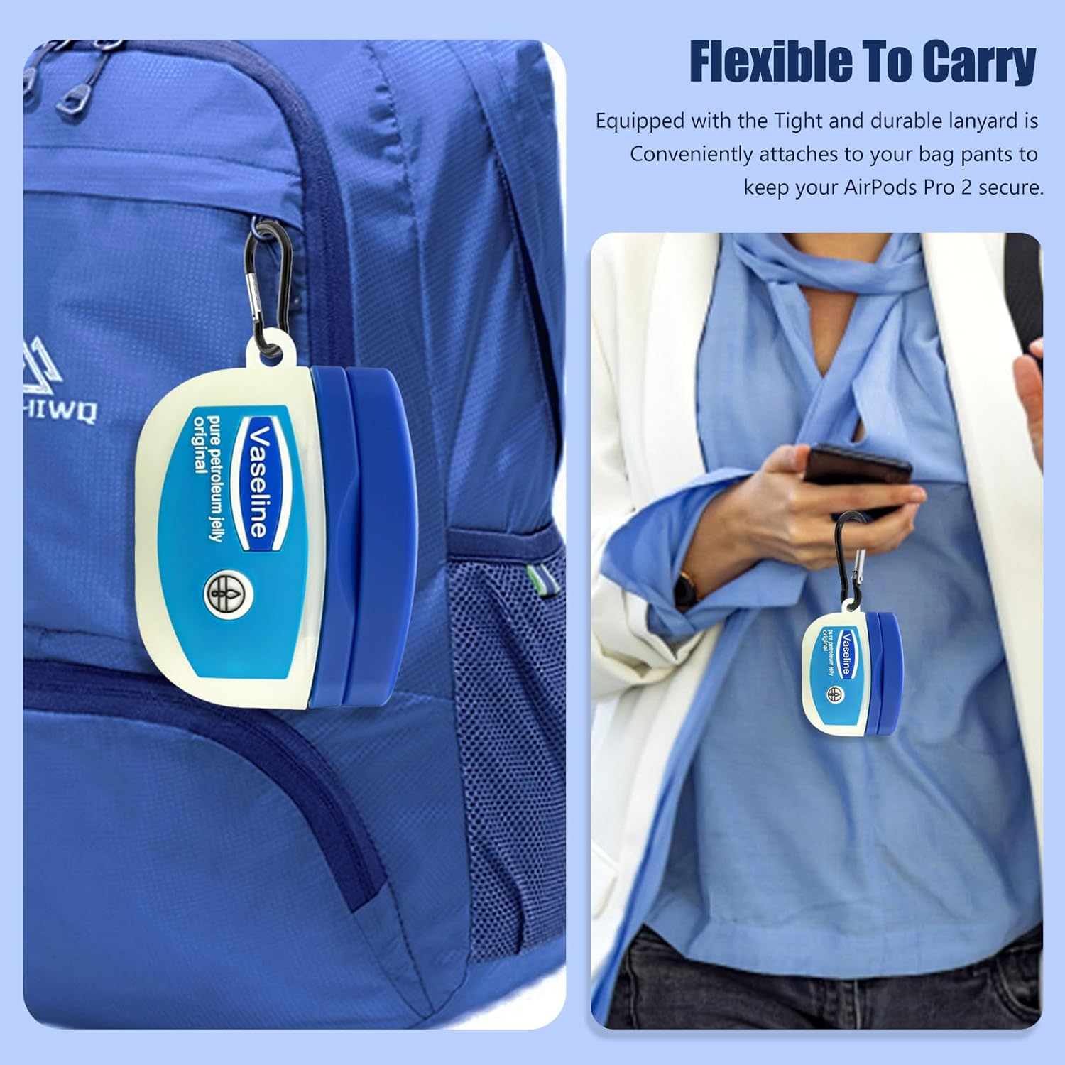 Case for Airpods Pro 2Nd Generation Case Cover with Cleaner Kit,Cute Cartoon Kawaii Funny Airpods Pro 2 Case 2022 Silicone Protective Cover for Apple Airpods Pro 2 with Keychain for Women Boys-Vaselin image number 1