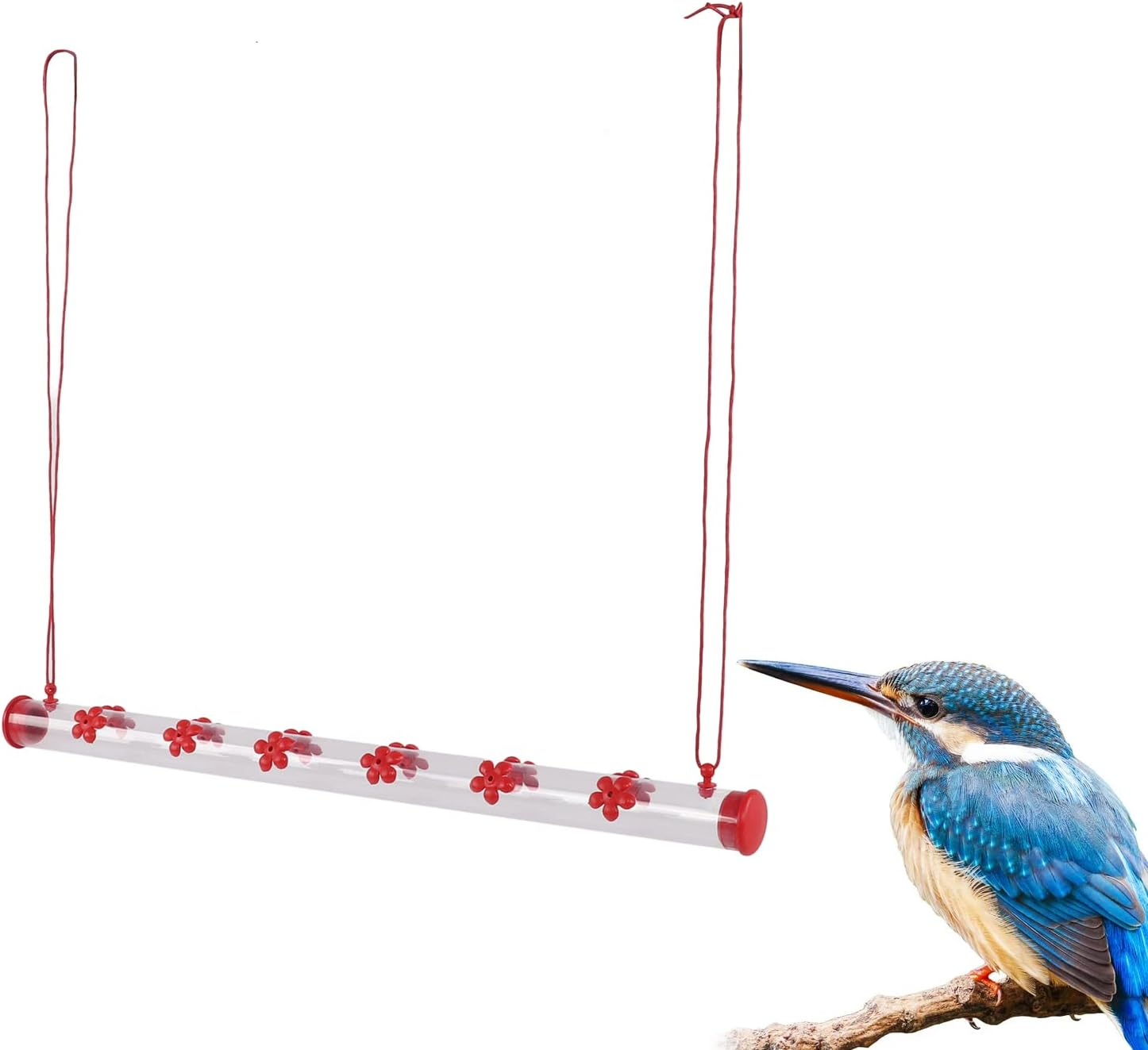 Hanging Long Tube Bird Feeder, Attractive 360 Degree View Unique Design Hummingbird Feeder with Flower, Hummingbird Feeder for Deck Terrace Garden Courtyard (50) image number 2