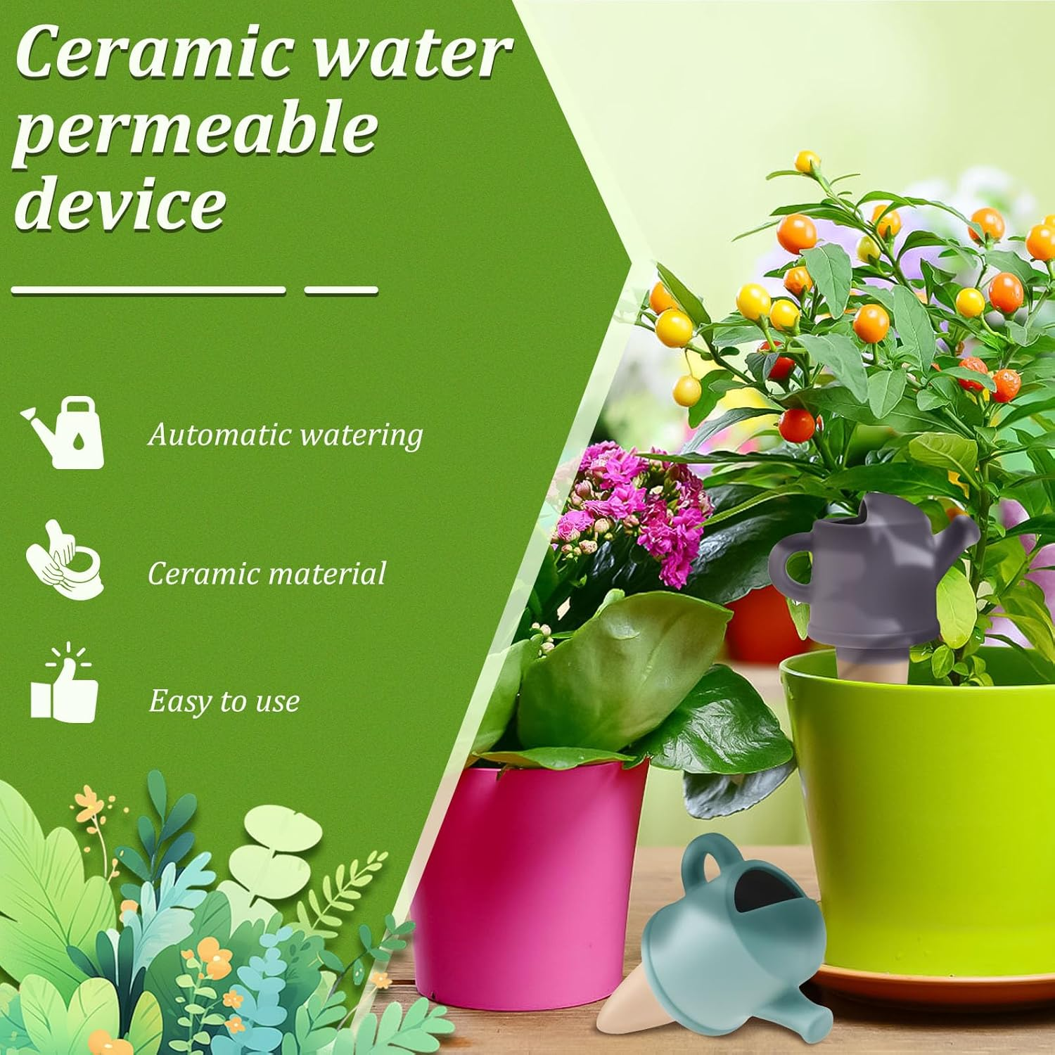 4Pcs Self Watering Spikes Plant Watering Globes Decorative Auto Irrigation Watering Device Gardening Supplies for Indoor Outdoor Pots image number 1