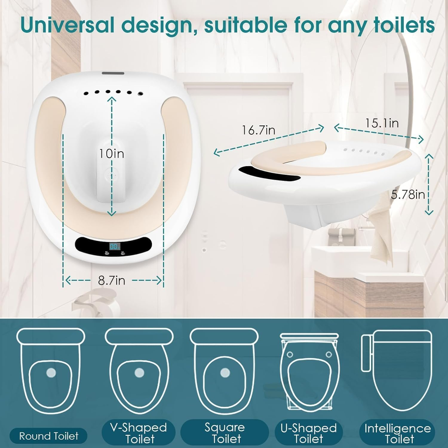 XIULIUU Electric Sitz Bath, Electric Sitz Bath for Hemorrhoids, Electric Sitz Bath for Toilet Seat with Flusher, Sits Bath Kit for Women, Soaked Steam Relief of Inflammation Treatment image number 5