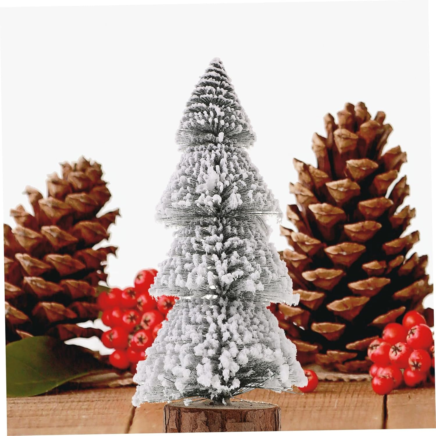 Flat Bottom Mini Christmas Trees Artificial Desktop Decorations 2Pcs Set image number 3