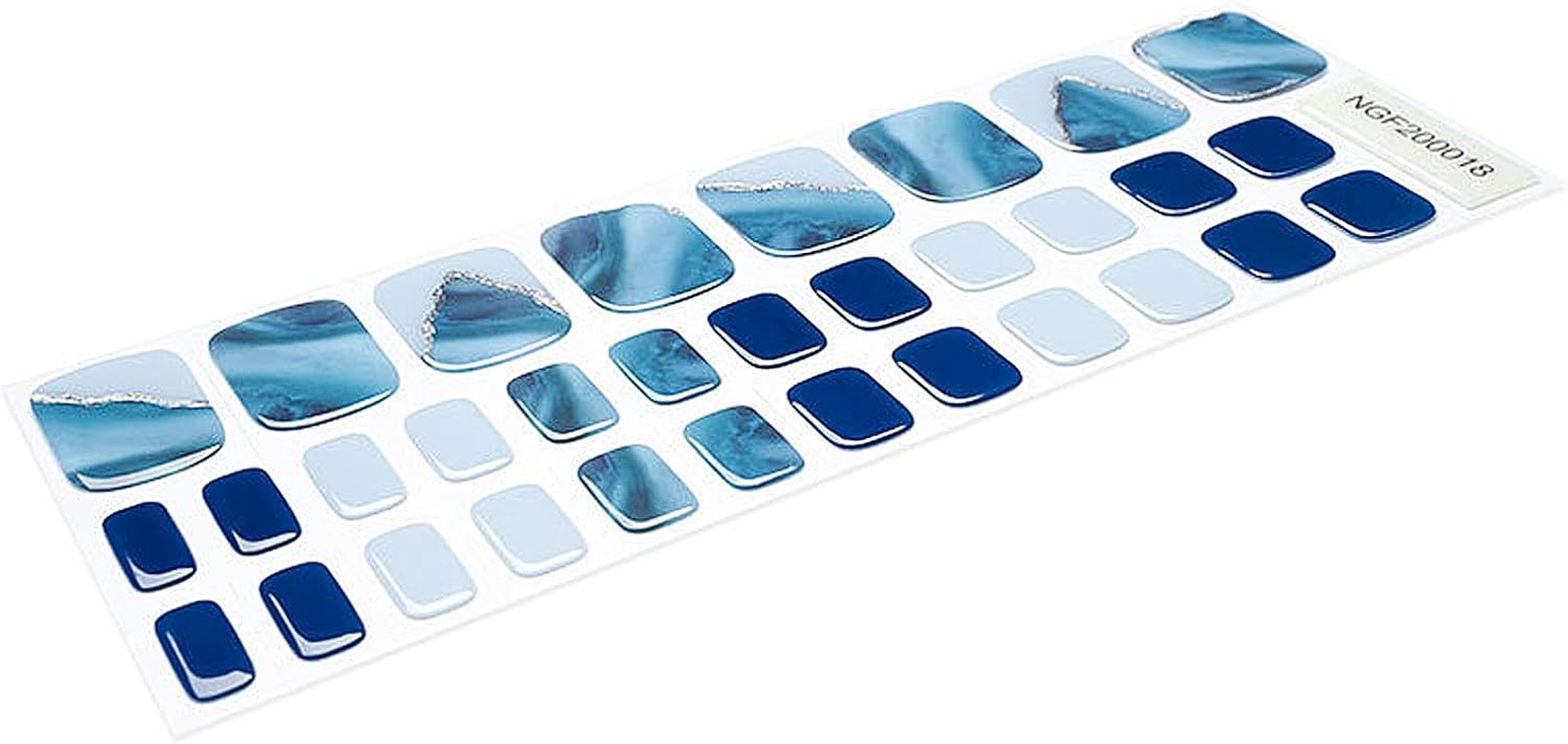 JERCLITY 1 Sheet 32Pcs Sea Wave Semi Cured Gel Toenail Strips, Toenail Wraps, Gel Pedicure Strips, Needed LED Lamp to Cured,1 Nail File,1 Wooden Cuticle Stick, 1 Plastic Press Stick image number 2