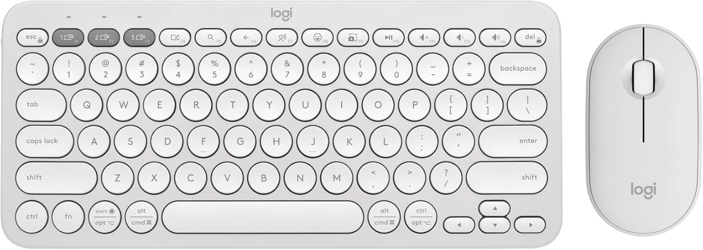 Logitech Pebble 2 Combo, Wireless Keyboard and Mouse, Quiet and Portable, Customisable, Logi Bolt, Bluetooth, Easy-Switch for Windows, Macos, Ipados, Chrome - Tonal White - Sand image number 6