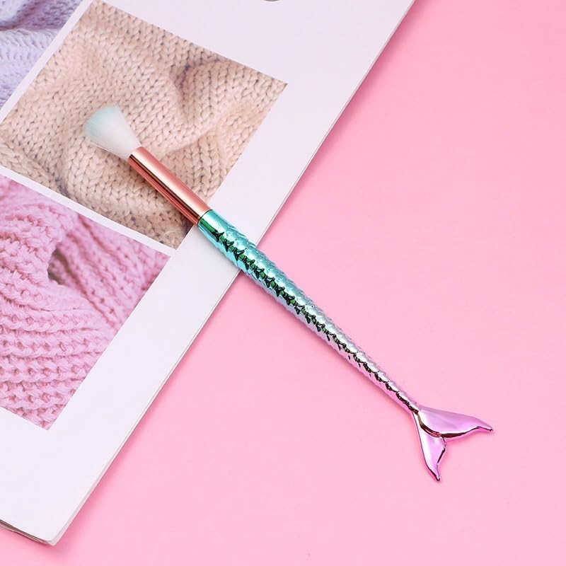 WEZCHUGHAOL 11Pcs Mermaid Makeup Brushes, Premium Synthetic Foundation Powder Concealers Mermaid Makeup Brush Makeup Brush Eyeshadow Eyeliner Blush Brush Soft Nylon Bristle Foundation Cream Eyebrow Eyeshadow Eyeliner Blush Concealer image number 2