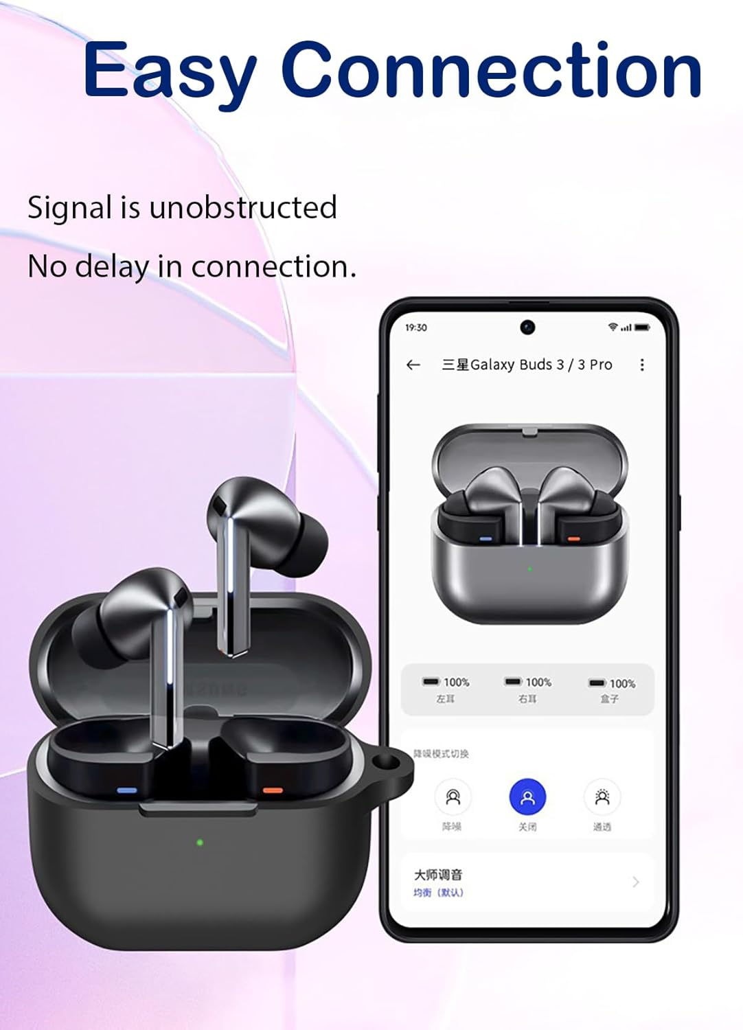 USTIYA Case for Samsung Galaxy Buds 3 Fe/Buds 3/3 Pro Protection Cover Full-Body Soft Silicone with Keychain Headphone Accessories (Black)