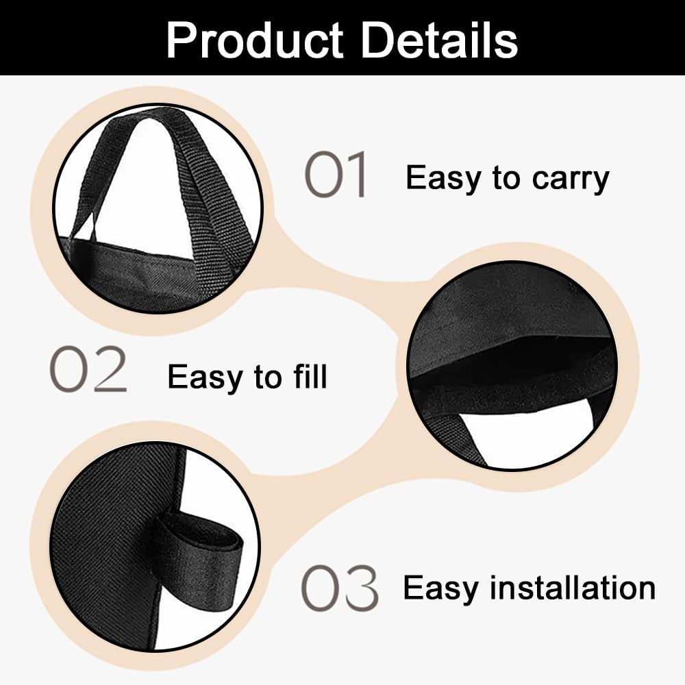 Canopy Weights Bag Leg Weight, Sand Bags for Instant Outdoor Sun Shelter Canopy and Patio Umbrella, Set of 4, 15X50Cm, Black image number 3