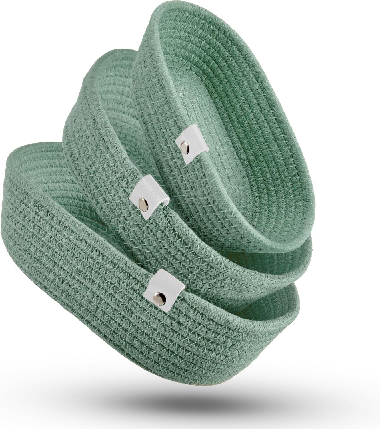 Gem of Oak Storage Baskets Oval Sea Green for Shelves Cupboards Bedroom Bathroom Organisation Drawer Cabinet Chest of Drawers Children'S Room Decoration Decorative Basket Set of 3 image number 3