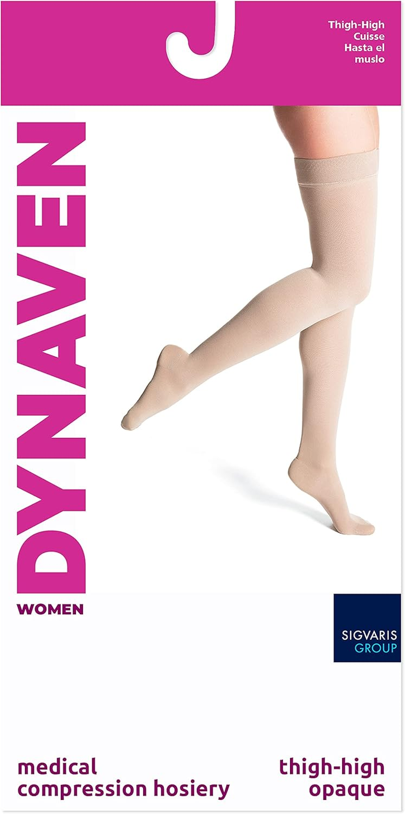 SIGVARIS Women&rsquo;S DYNAVEN Closed Toe Thigh-Highs W/Grip-Top 20-30Mmhg