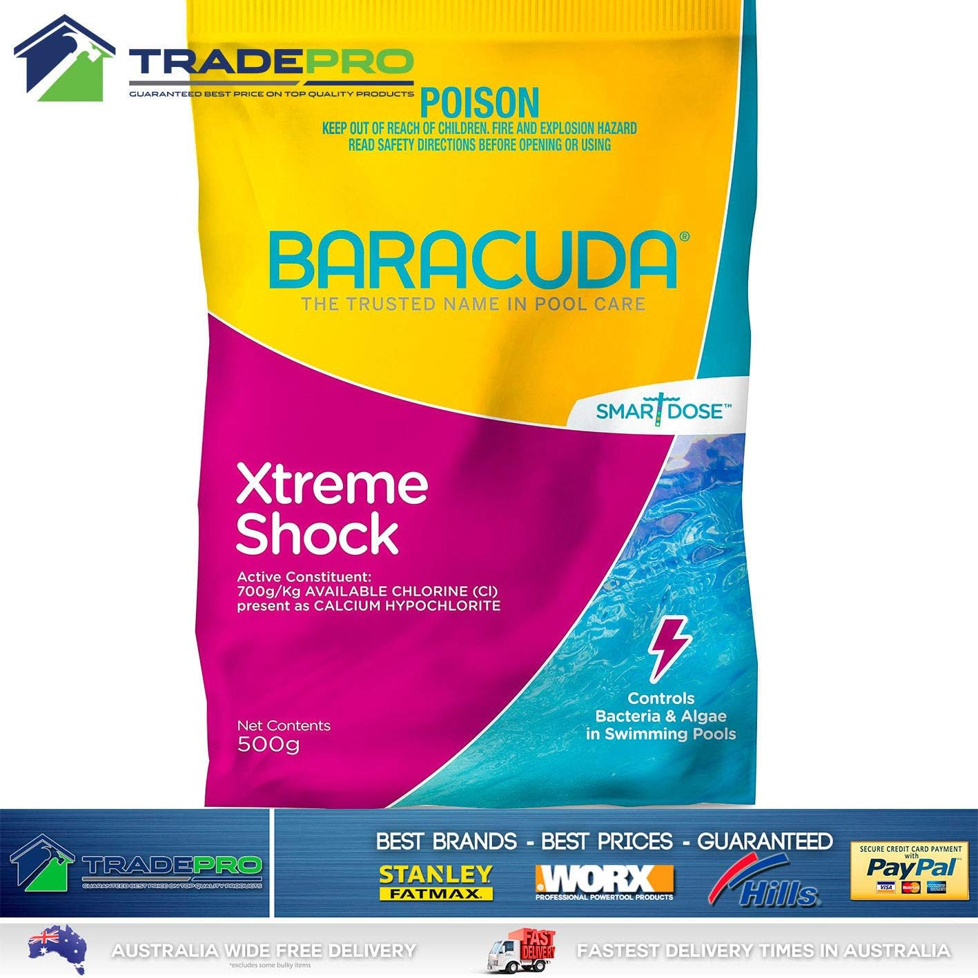 Pool Shock Baracuda 500G Treatment Super Shockit Chlorine PRO Strength Granular