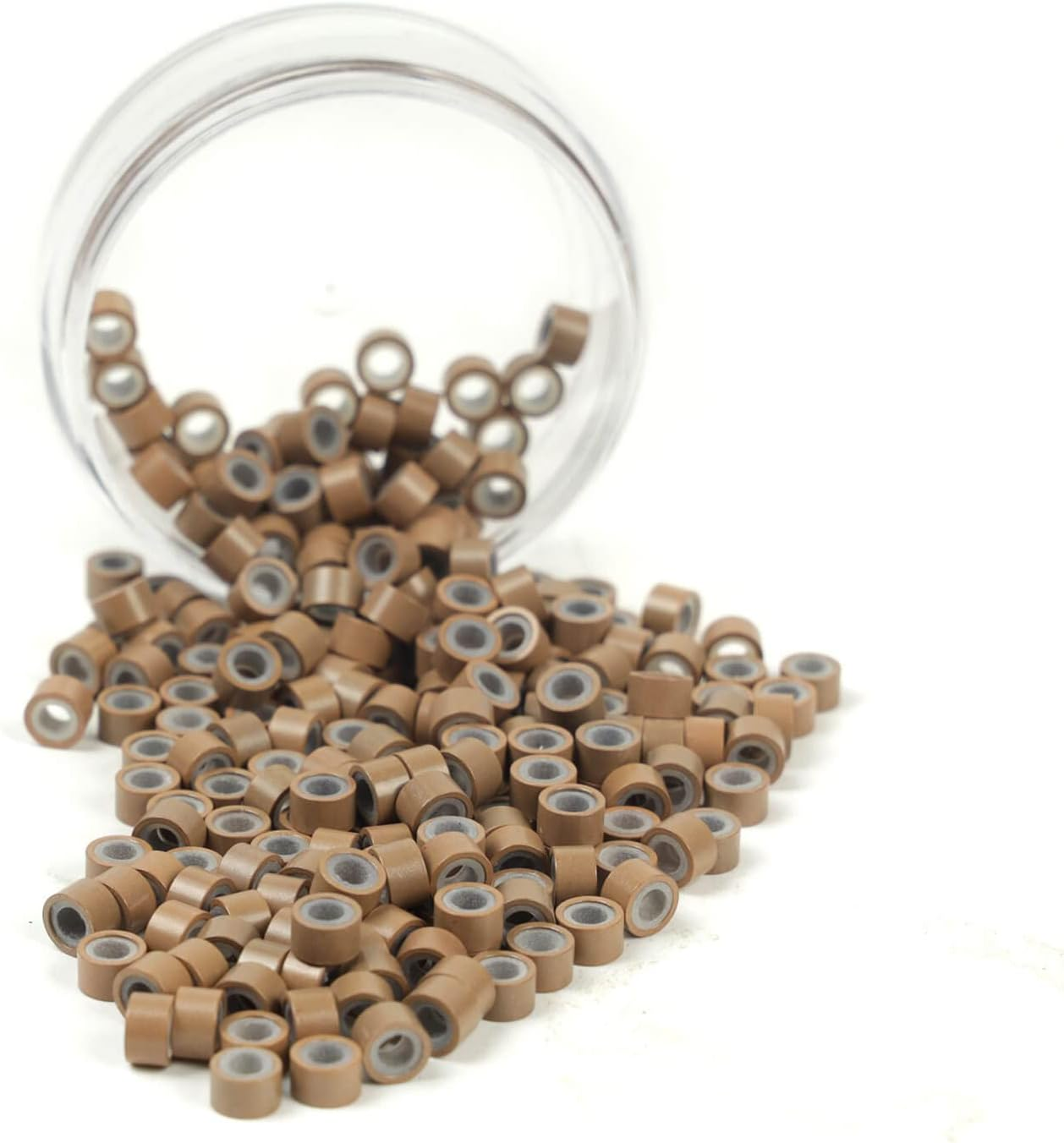 200Pcs Beads Silicone Aluminium Micro Nano Rings 3Mm Lined for I Tip/Nano Hair Extensions Tool Beads (Blonde Color)