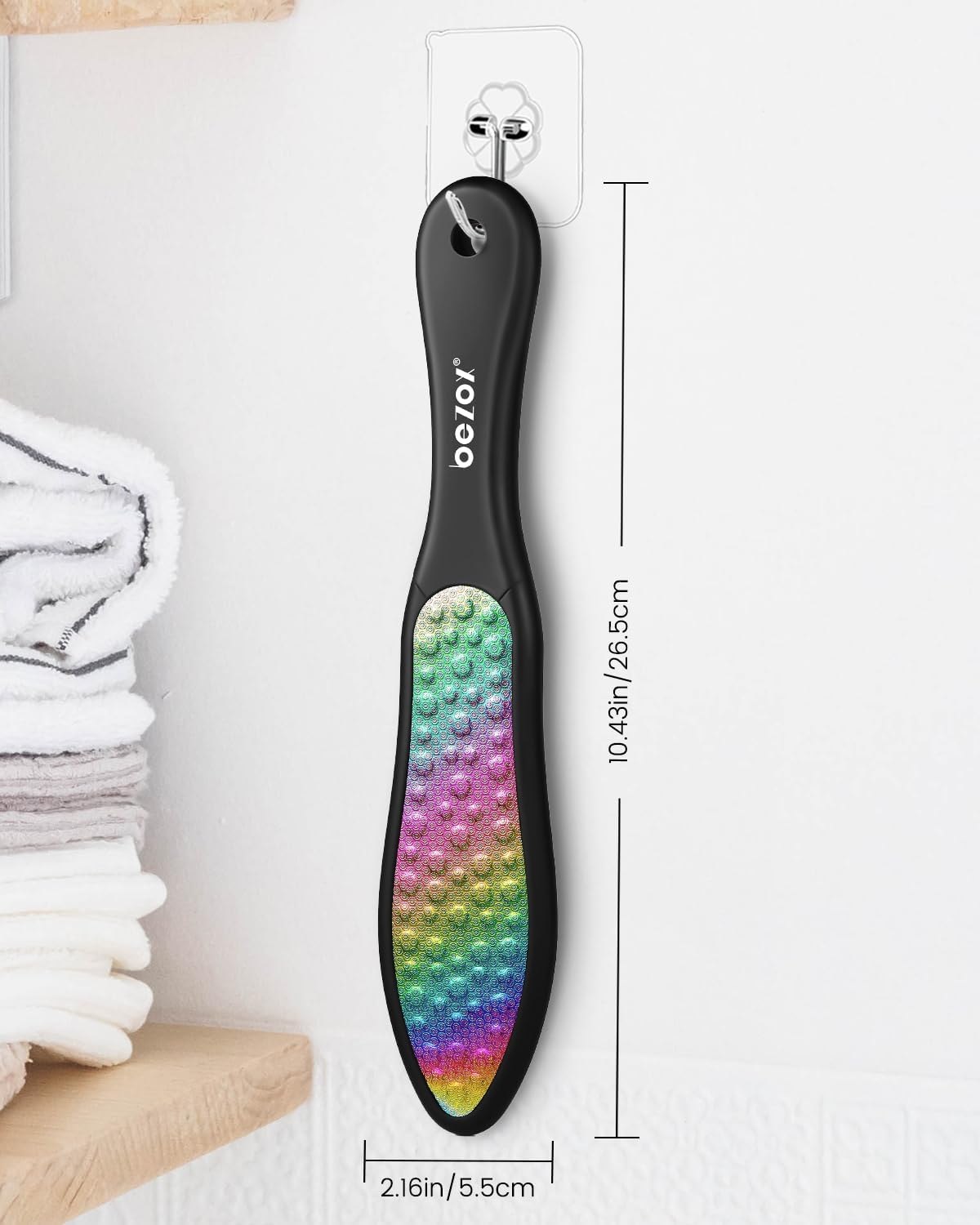 BEZOX Premium Foot File, Double Sided Pedicure Rasp, Dead Hard Cracked Skin, Callus Remover, Portable Foot Care Tool, Heavy Duty Stainless Steel (Rainbow) image number 6