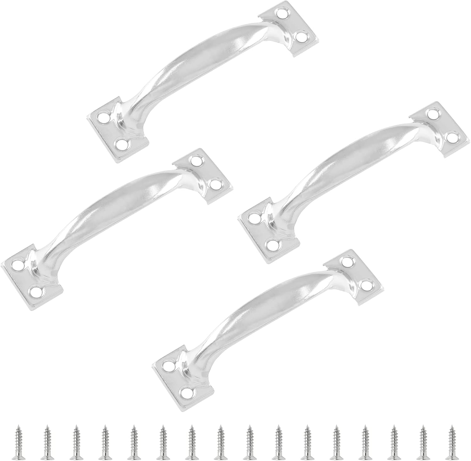 Bivethoi 4Pcs 4 Inch Vintage Barn Door Pulls Utility Cabinet Handles, Screw in Drawer Pulls Black Gate Handles, Metal Garage Door Handles Outdoor Kitchen Hardware for Wooden Fence Cupboard Dresser