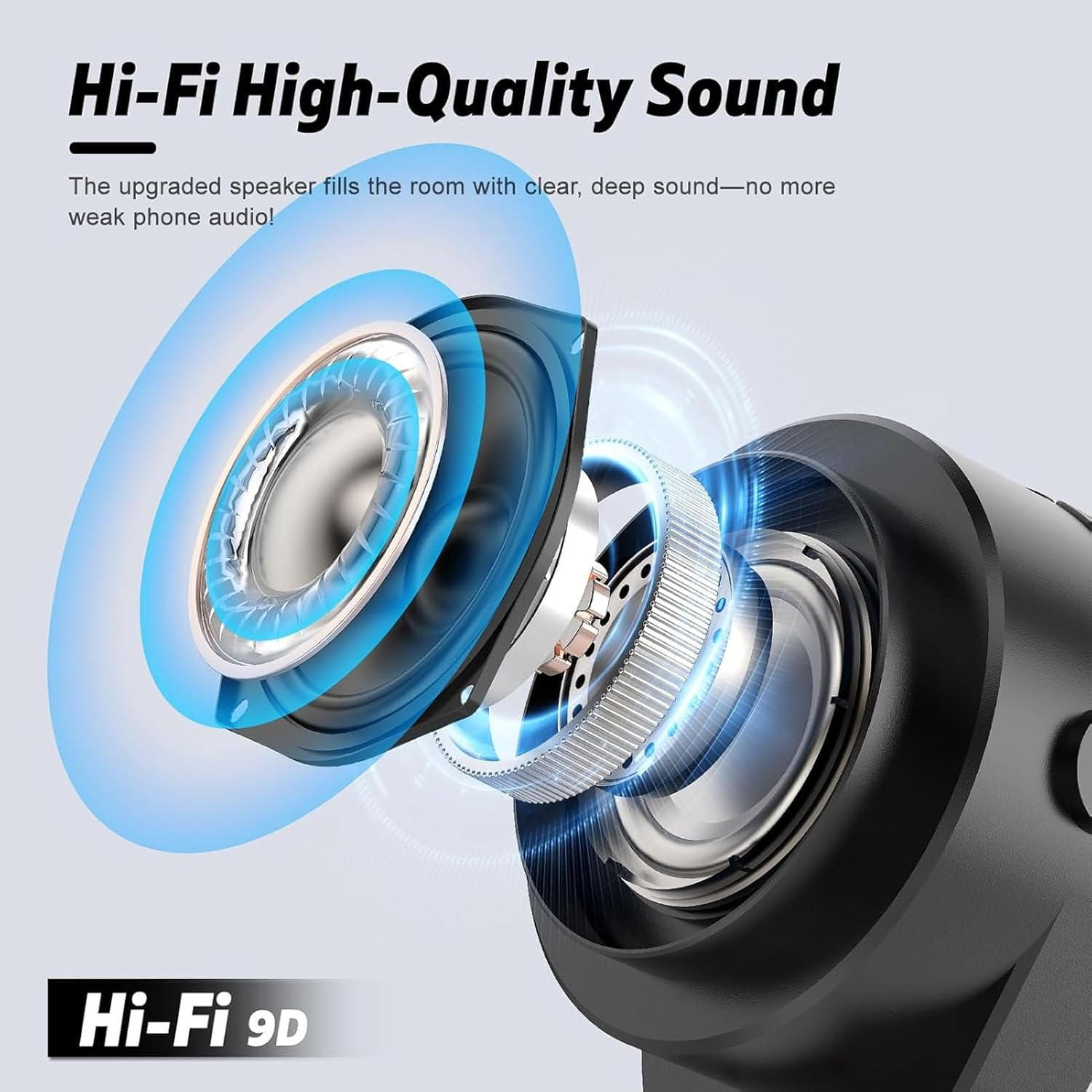 Jectse Wireless Induction Speaker, 5-In-1 Bluetooth Speaker with Phone Stand, Stereo Sound, RGB Ambient Light, 360&deg; Adjustable Base, 2000Mah Rechargeable, Men/Women (Black) image number 4