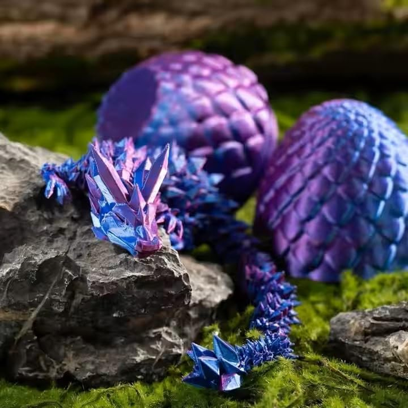 2 Packs Dragon Eggs with Dragon Inside, 3D Dragon Eggs with Dragon Inside, 3D Printed Dragon Egg, Mystery Dragon Egg, Dragon Egg Fidget Toy,Stocking Easter Basket Stuffers (Purple and Blue) image number 1