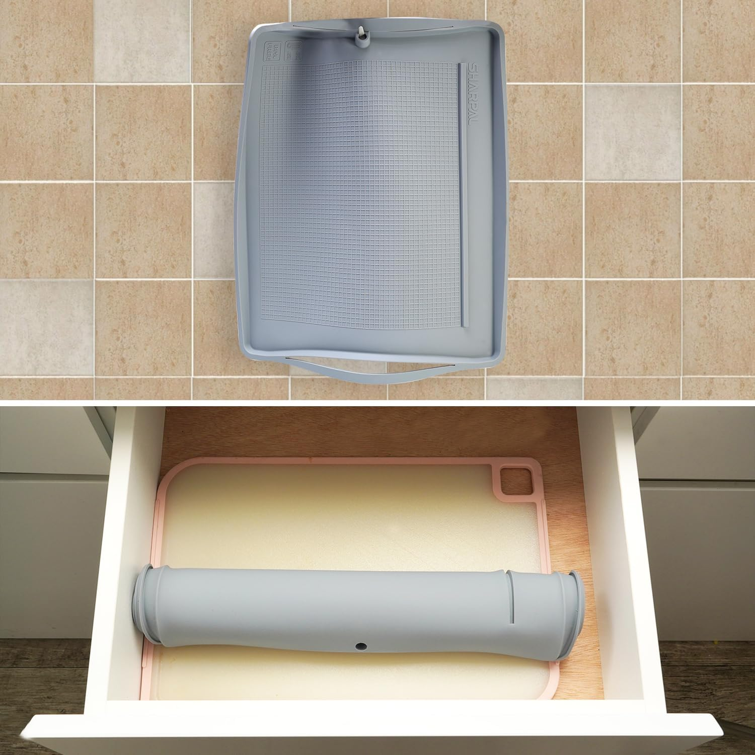 SHARPAL 149H Sharpen-No-Mess Silicone Sharpening Stone & Whetstone Tray, Knife Sharpener Mat with Anti-Slip Textures, Stopper Bar & Basket-Style Handles, 0.21 Gal (800 Ml) Water Storage, Easy to Clean image number 4