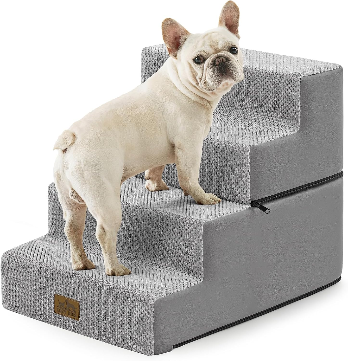 Cozy KISS 4 Tier Removable Pet Stairs, 15.7X23.6X17.7 Inch, Beige