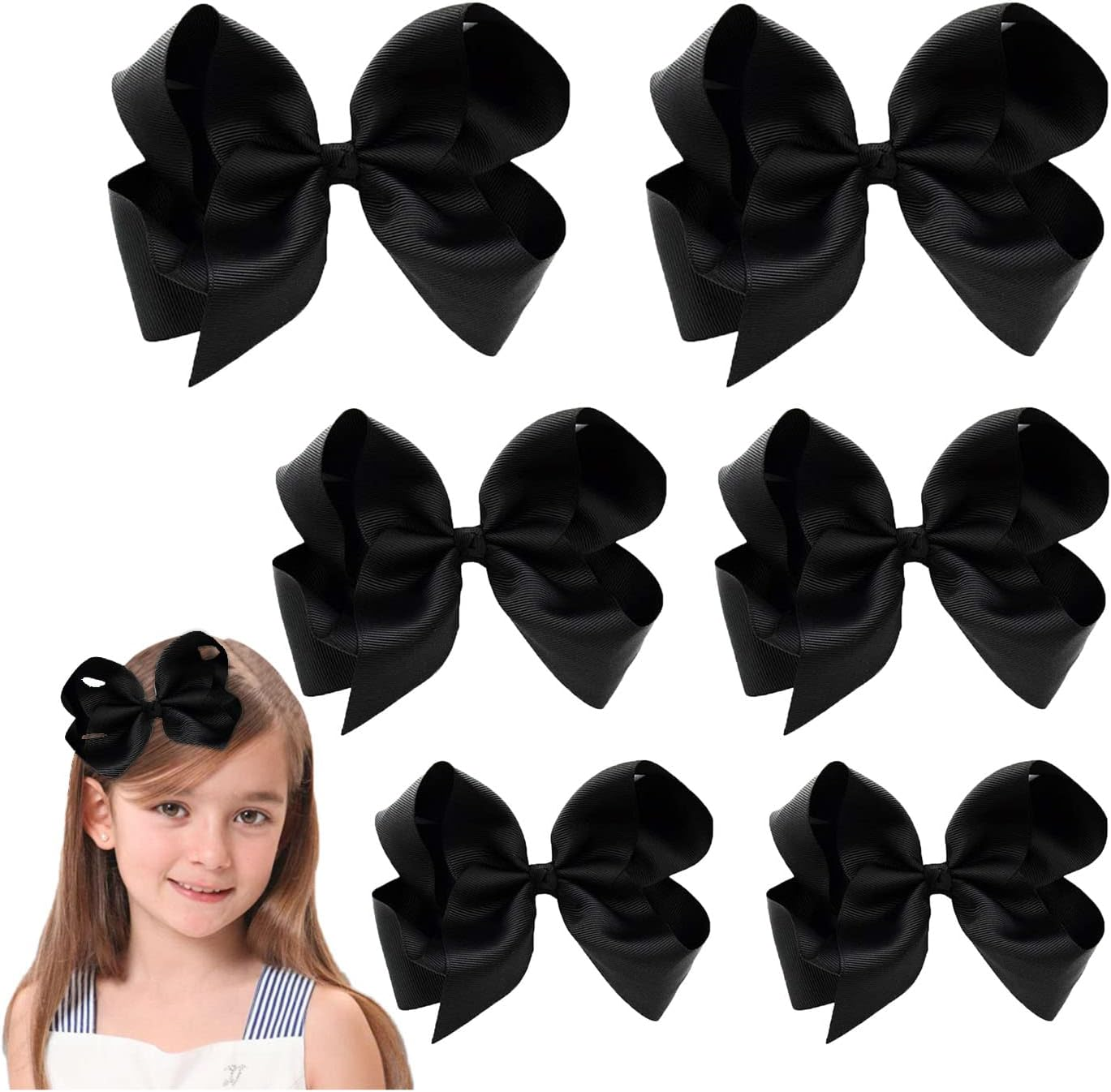 Yellow Hair Bow for Girls and Toddler - 6 Pcs Yellow Bows Clips 6 Inch &times;2, 4 Inch &times;2, 3 Inch &times;2