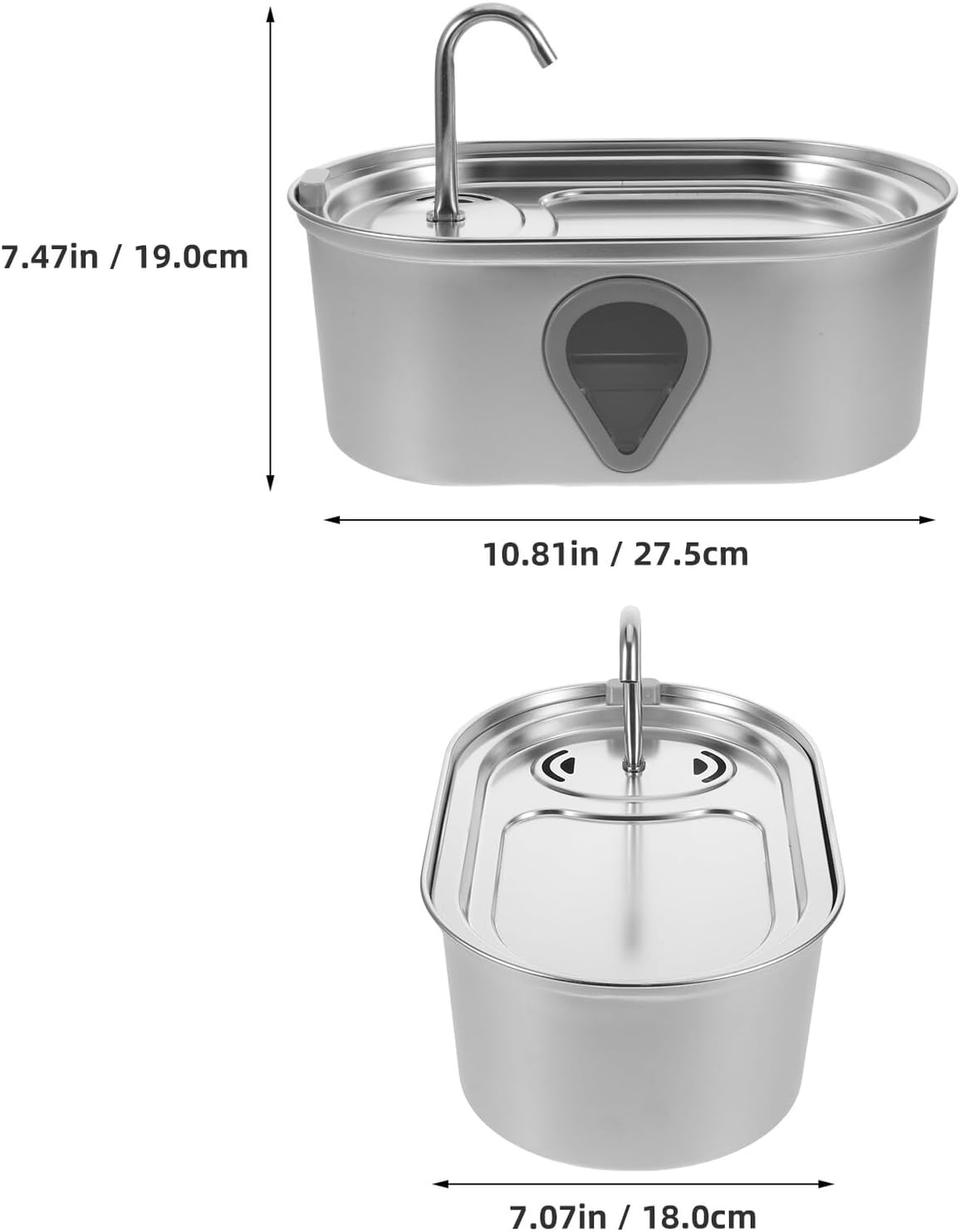 PENIKOKO Stainless Steel Cat Water Fountain Automatic Pet Dispenser Quiet USB Rechargeable Waterer with Innovative Spray for Cats Dogs and Small Pets image number 6