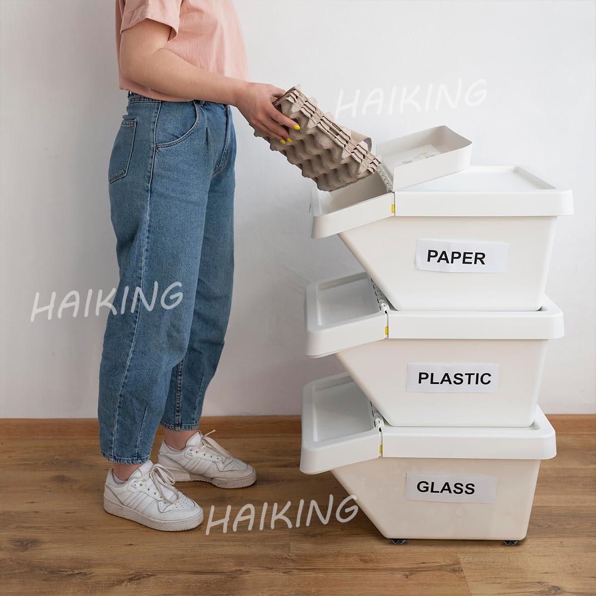 HAIKING Small Wheels for Furniture, 16 PCS Self Adhesive Casters for Bins, Storage Boxes (2 Kinds) image number 6