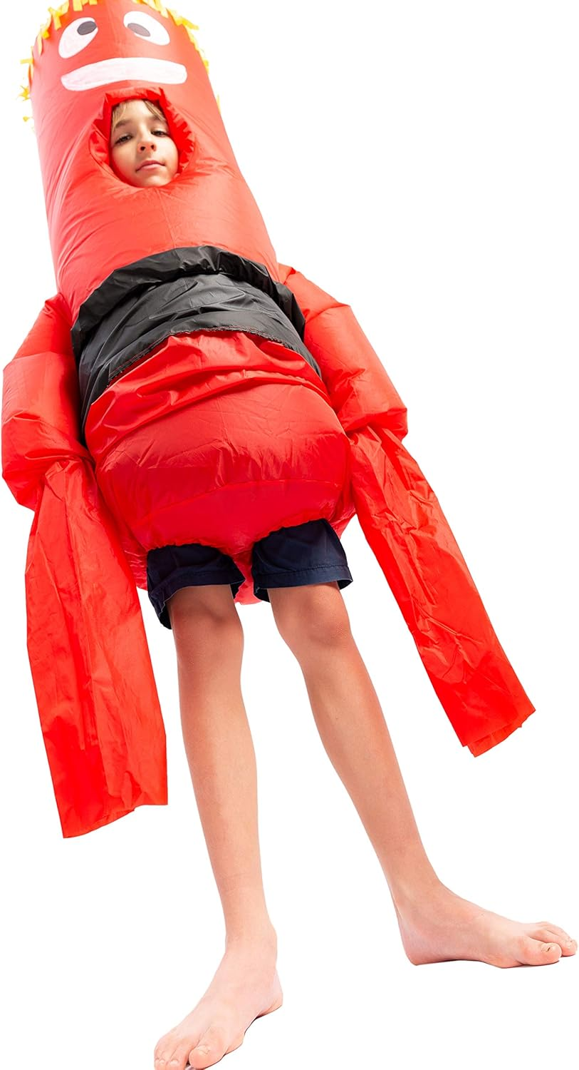 Spooktacular Creations Inflatable Costume Tube Dancer Wacky Waiving Arm Flailing Halloween Costume Child Size - Red image number 4