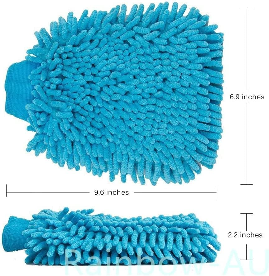 2 Pack Premium Car Wash Glove Microfibre | Scratch-Free Car Wash Mitt | Double Sided Glove for Car Cleaning Microfiber Car Wash Mitt, Blue & Yellow (Random Color) image number 1