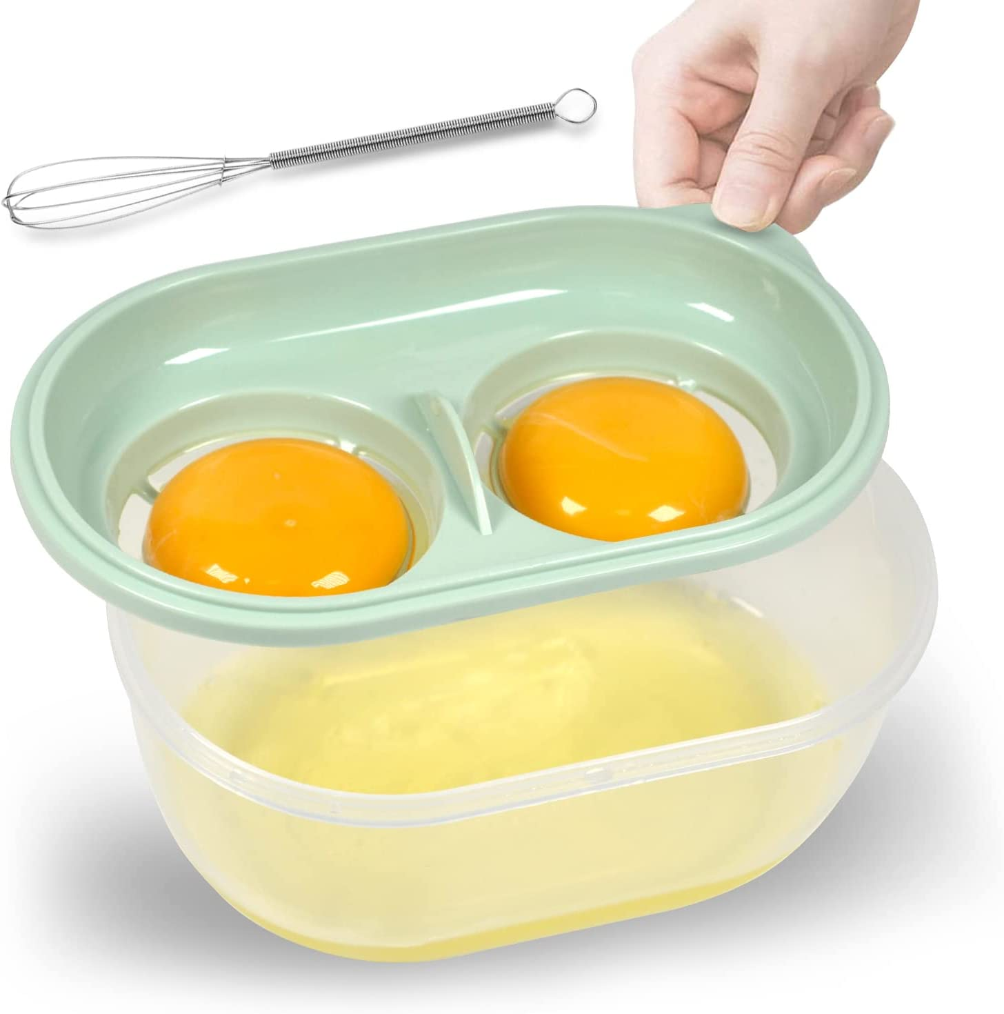 Egg White Separator with Egg Beater, Egg Separator for Raw Egg, Egg White Filter Storage Box Food Grade Level Kitchen Gadgets Egg Separator for Kitchen Cooking