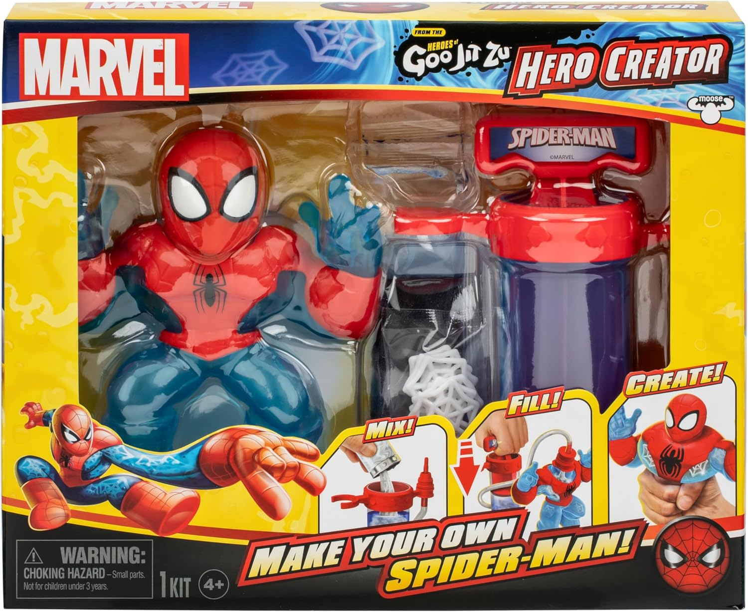 Marvel Heroes of Goo Jit Zu Spider-Man Hero Creator with 3 Unique Goo Fillings, Mix, Fill & Create Your Own Stretchy Spider-Man Action Figure image number 2