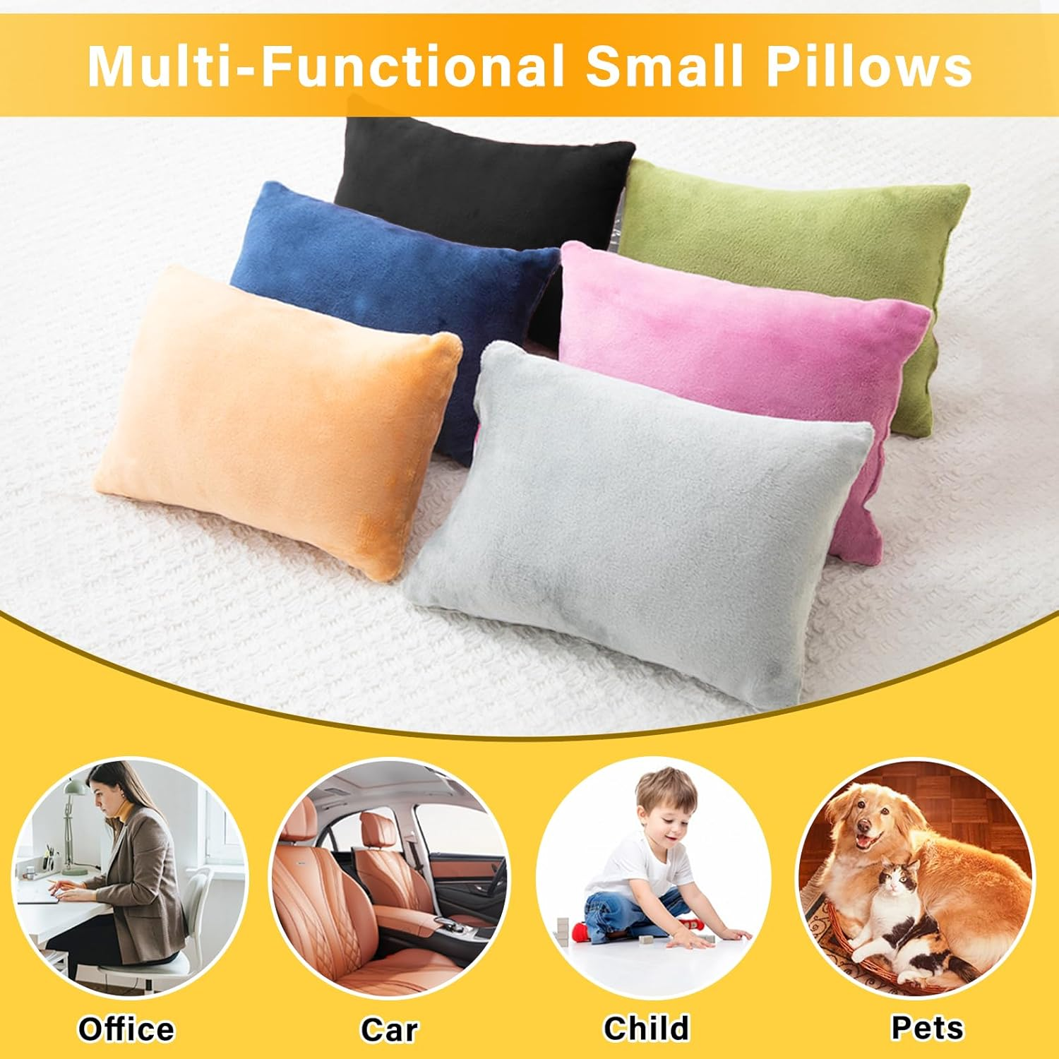 1 MIDDLE ONE 2 Pack Small Pillow, Memory Foam Mini Pillow 11 X 7 Inches for Travel, Sleeping, Nap and Neck, Knee, Lumbar Support, Tiny Pillow Cushion for Pet, Dogs (Black) - Camel image number 7