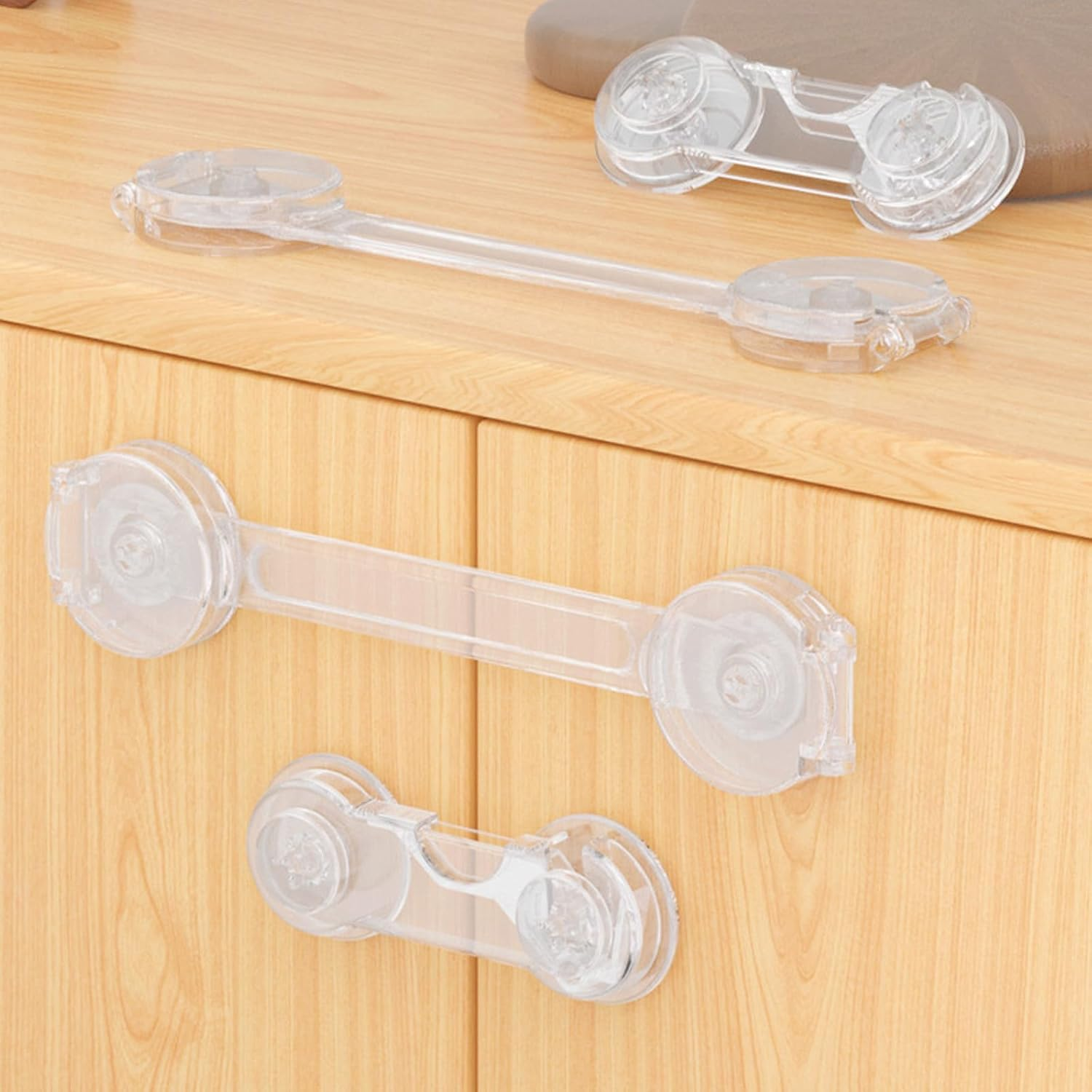 YUENTOEN 8 Pack Baby Proof Cabinet Latches, Childproof Drawer Latches with Strong Adhesive, Child Safety Cabinet Locks for Drawers, Fridge, Oven, Toilet and More, No Drilling image number 4