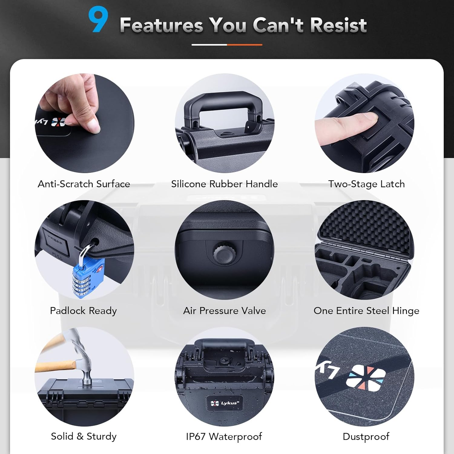 Lykus Titan N110 Waterproof Hard Case for DJI Neo Combo, RC-N3/DJI RC 2, Support up to 7 Batteries [CASE ONLY]