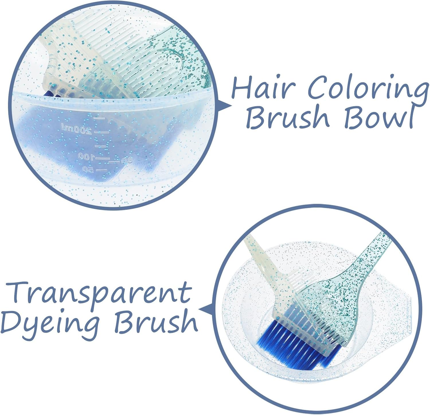 CLISPEED Salon Hair Dyeing Brush Mixing Bowl Flexible Bristles Even Hair Coloring Highlighting Bleaching Tinting Transparent Blue image number 5