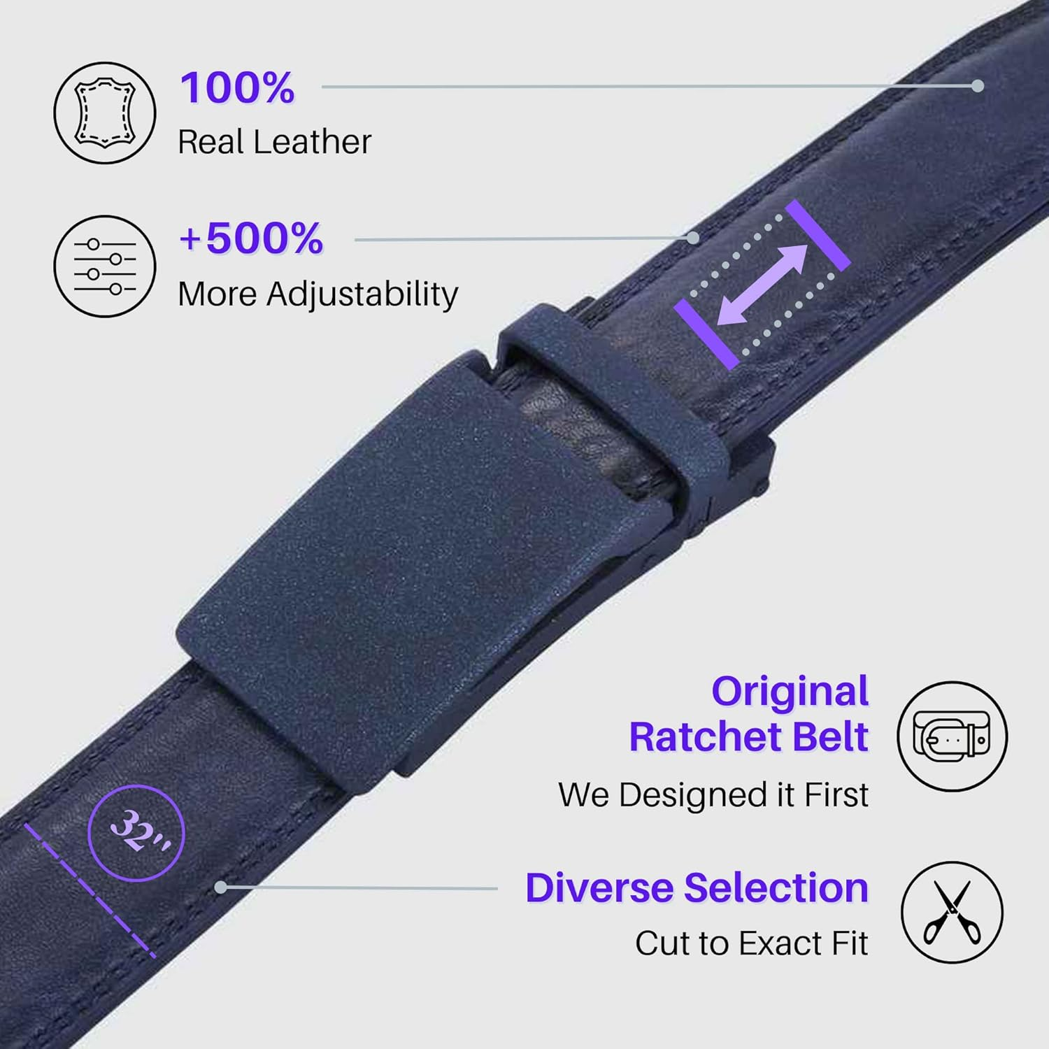 Marino Avenue Men'S Genuine Leather Ratchet Dress Belt with Linxx Buckle, Enclosed in an Elegant Gift Box image number 6