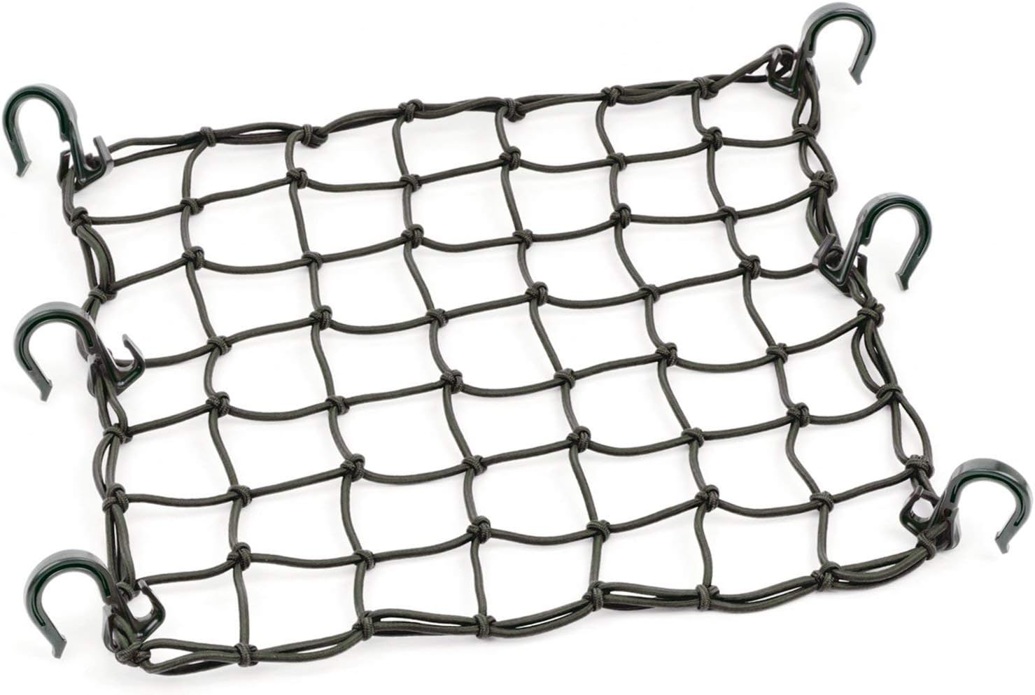 Powertye 50152 Black 15"X15" Cargo Net Featuring 6 Adjustable Hooks & Tight 2"X2" Mesh