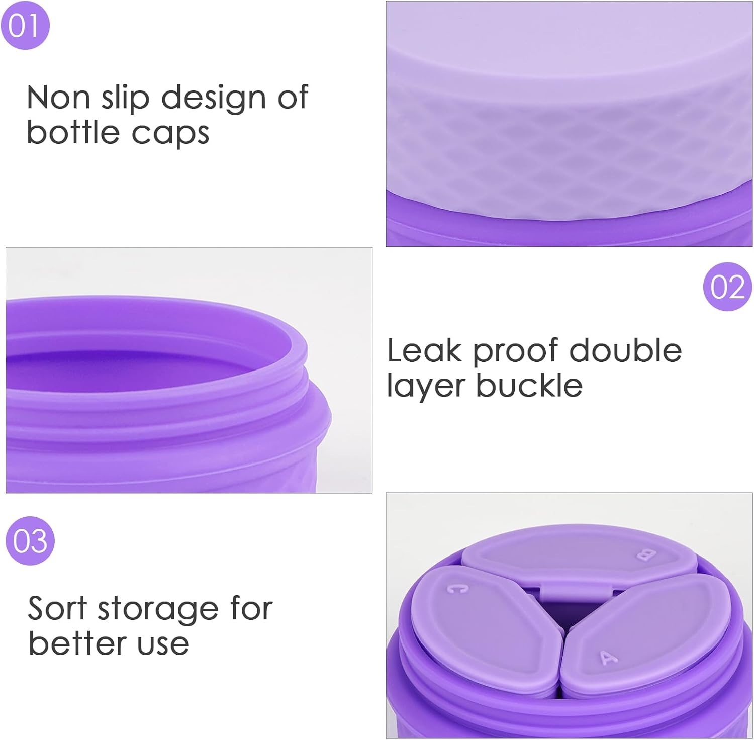 2 Pack Silicone Makeup Containers, Leak-Proof Travel Cosmetic Jars for Creams with Lid, Travel Essentials Accessories for Toiletries (Pink, Purple), Purple+Pink image number 1